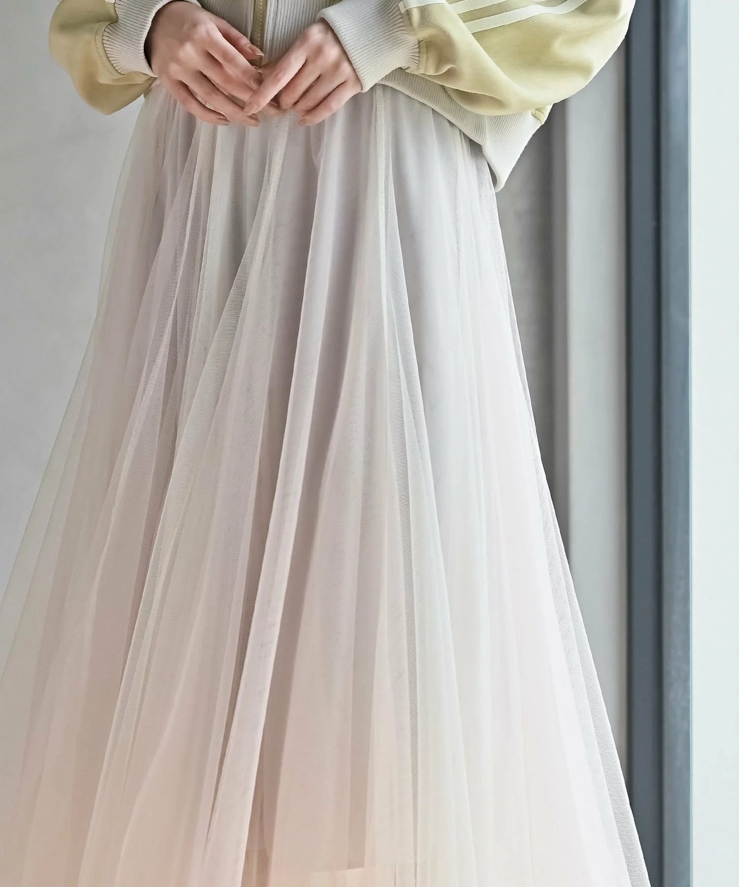 深淺拼色紗紗A line半身裙