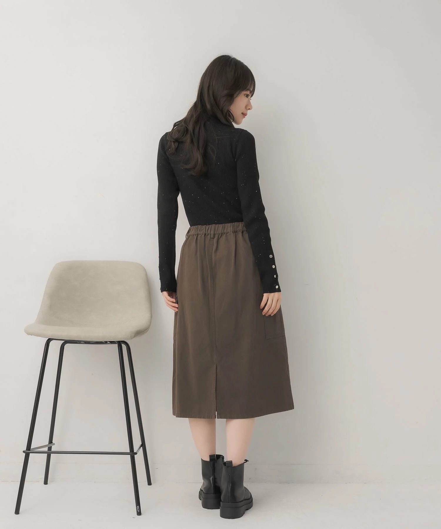 閃閃/ 淨色啞色扣閃閃企領針織