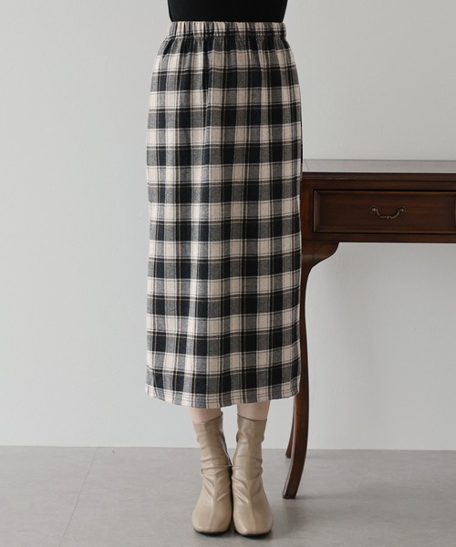 格子緊身長裙