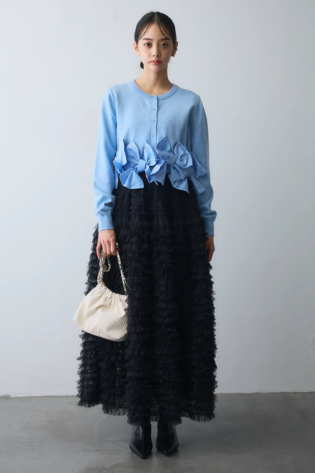 3色•層次紗紗長款半身裙