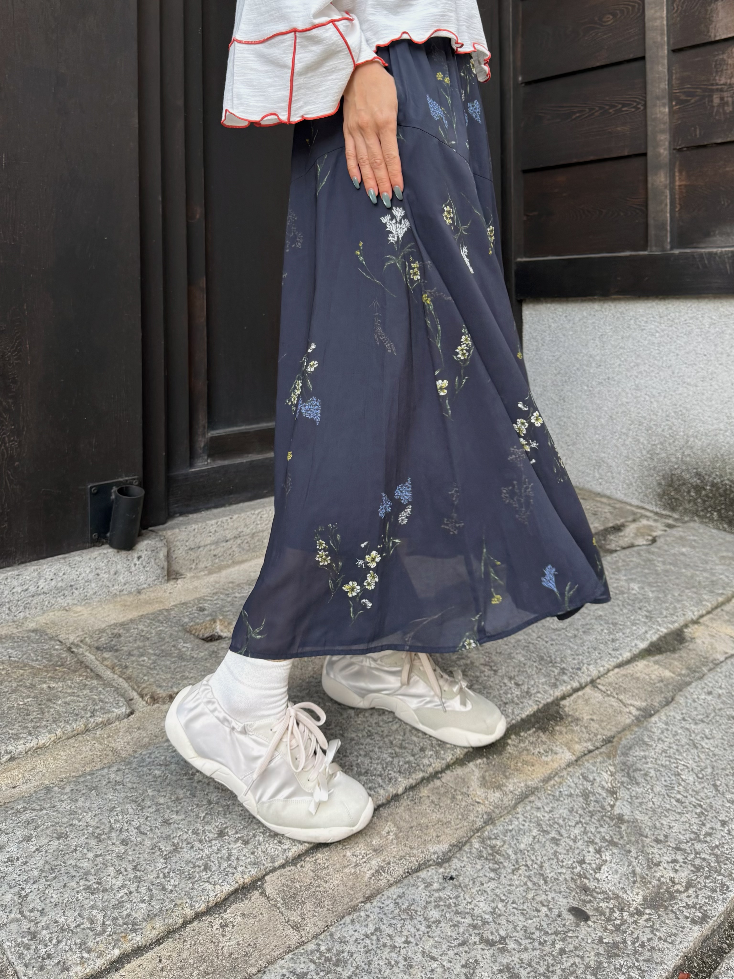 2種長度•印花有袋雪紡半身裙