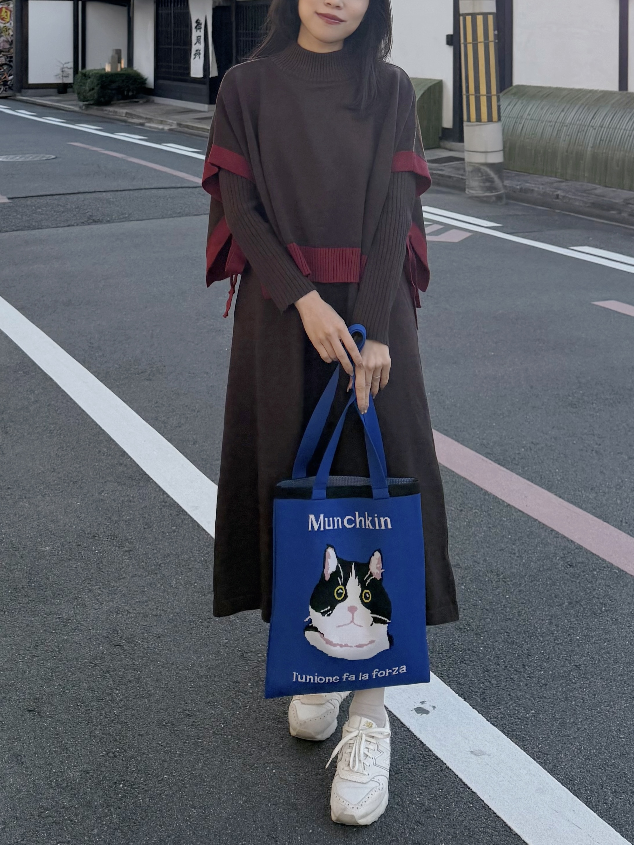 2種長度•10色•拼色斗蓬針織連身裙