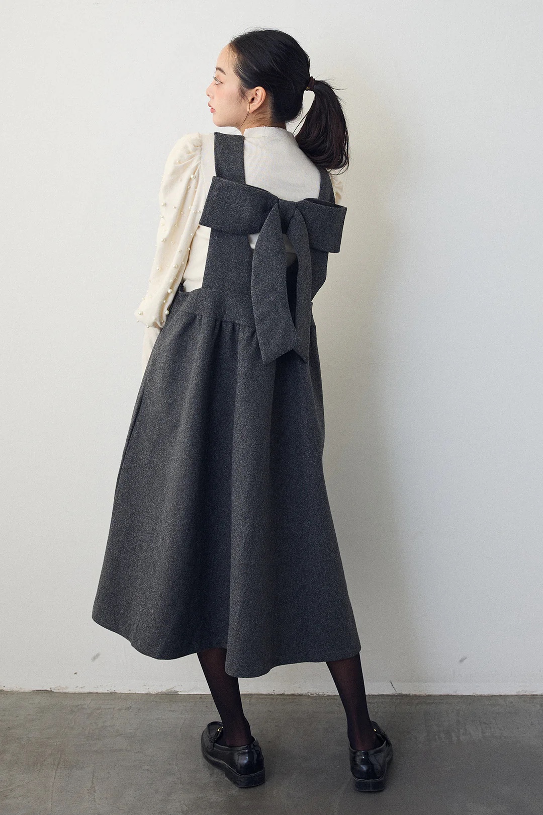 2Way前後蝴蝶結薄絨連身裙