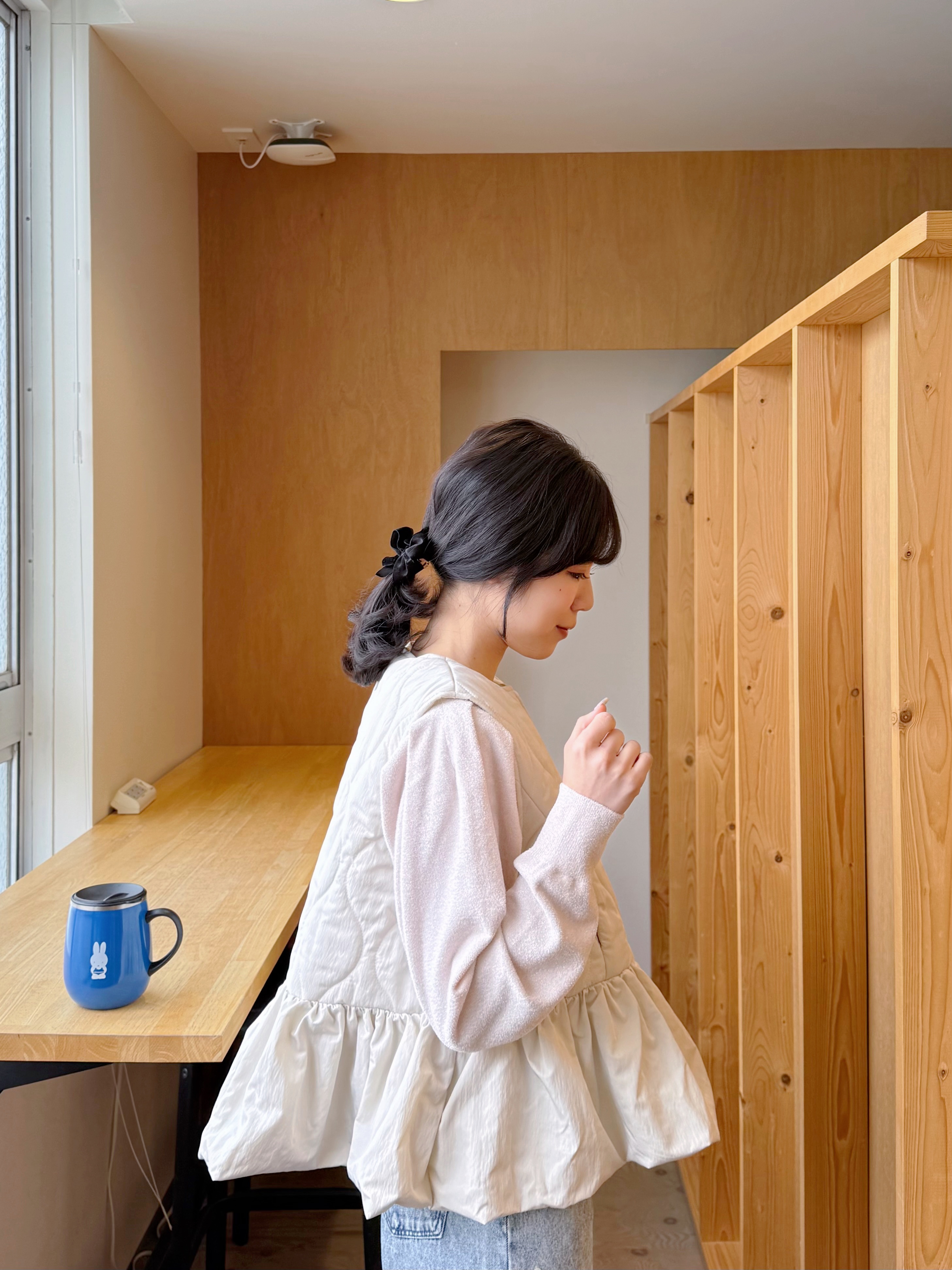 SpecialPrice•3色•波浪紋夾綿傘擺背心外套