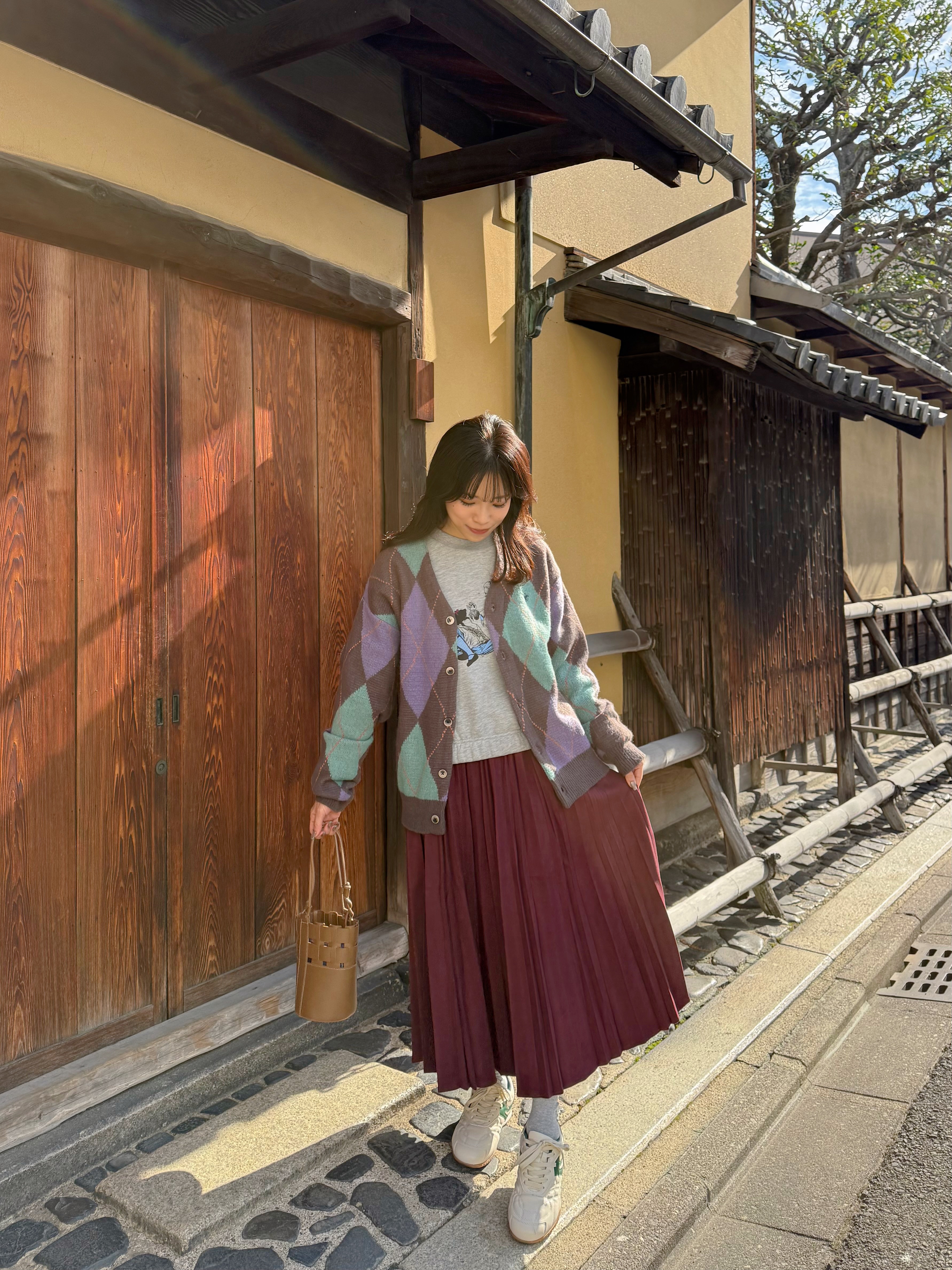 2色•拼色菱格紋Polo冷外套