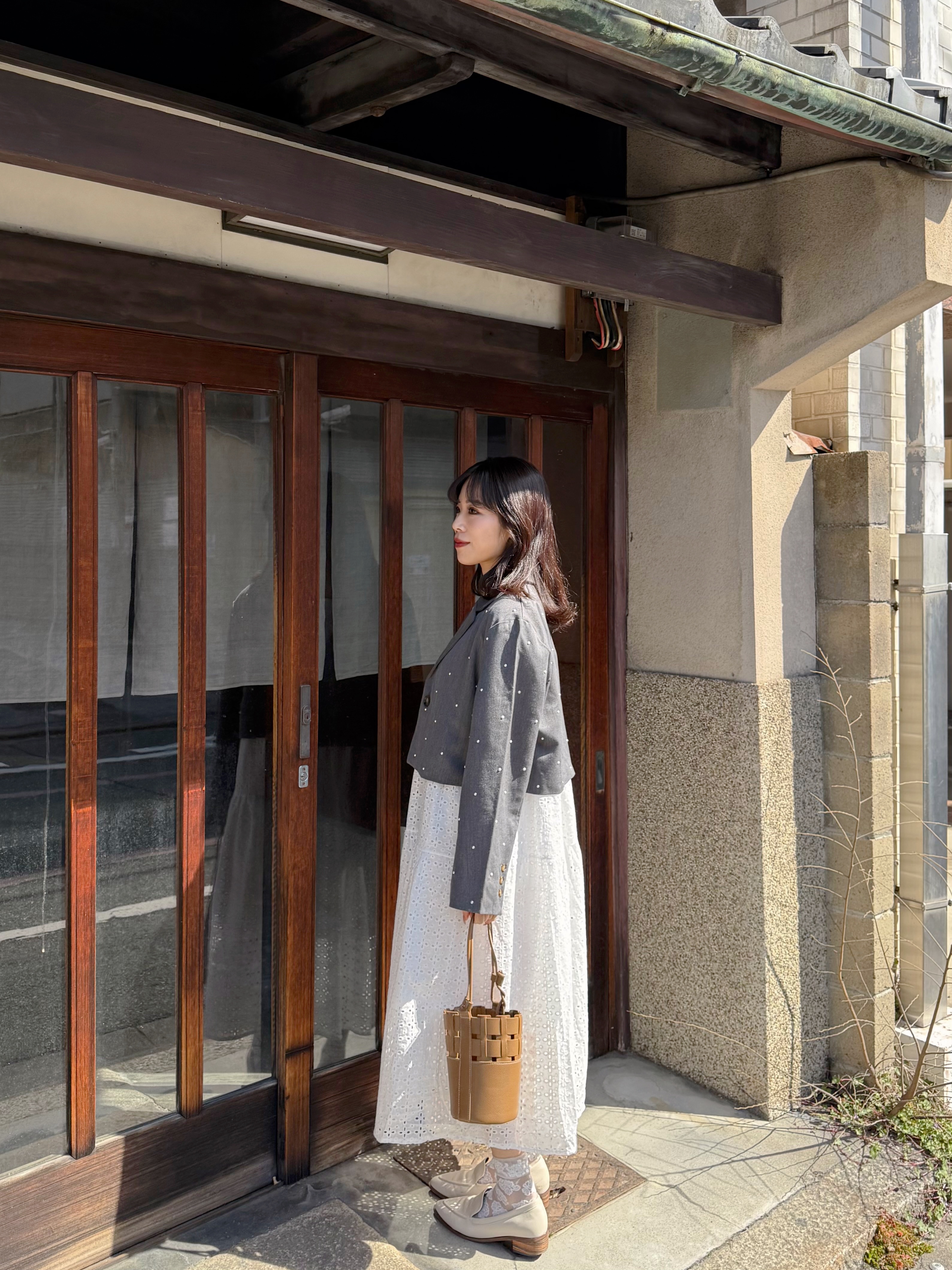 2色•珍珠點點短款西裝外套