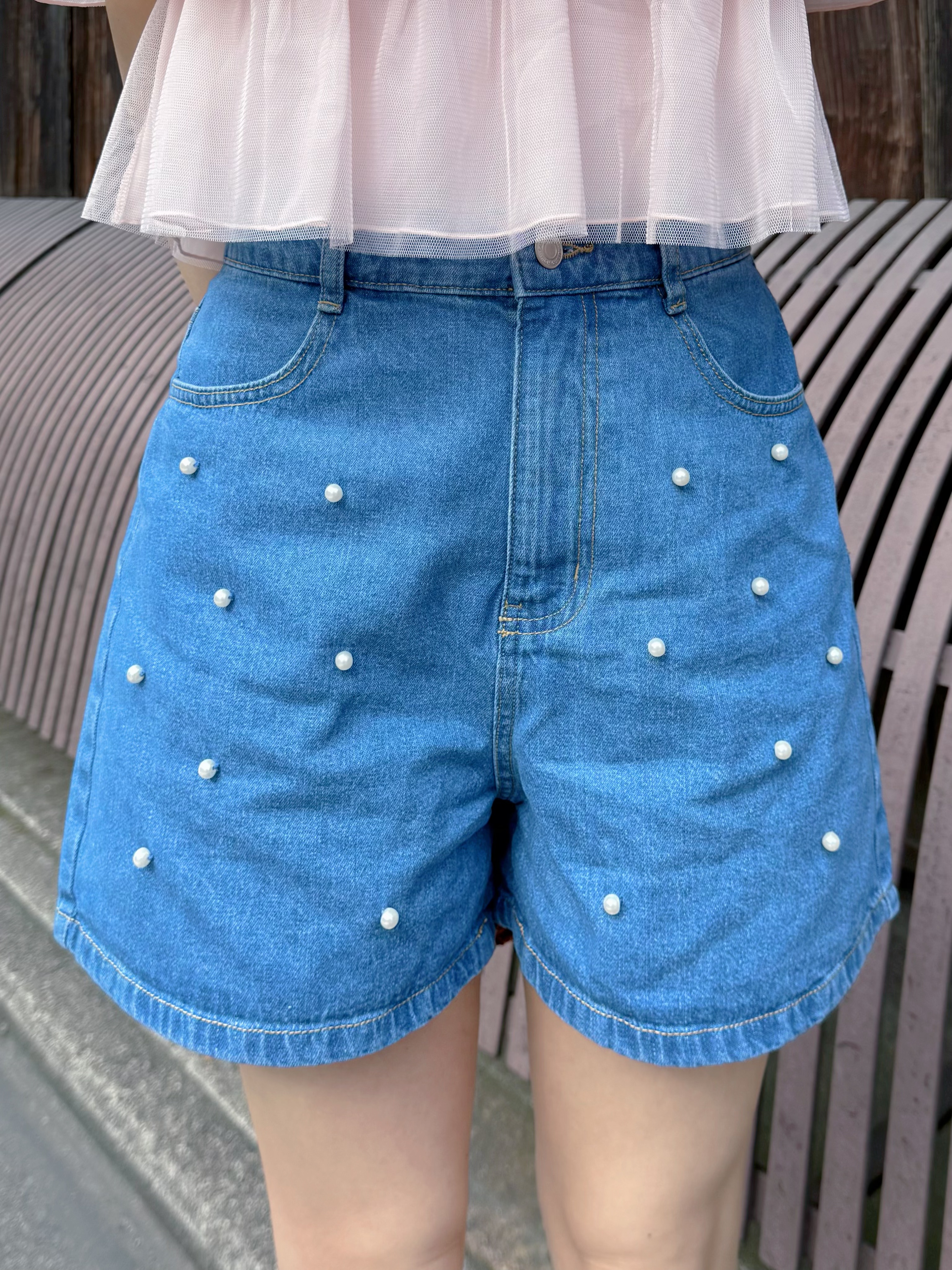 珍珠牛仔短褲
