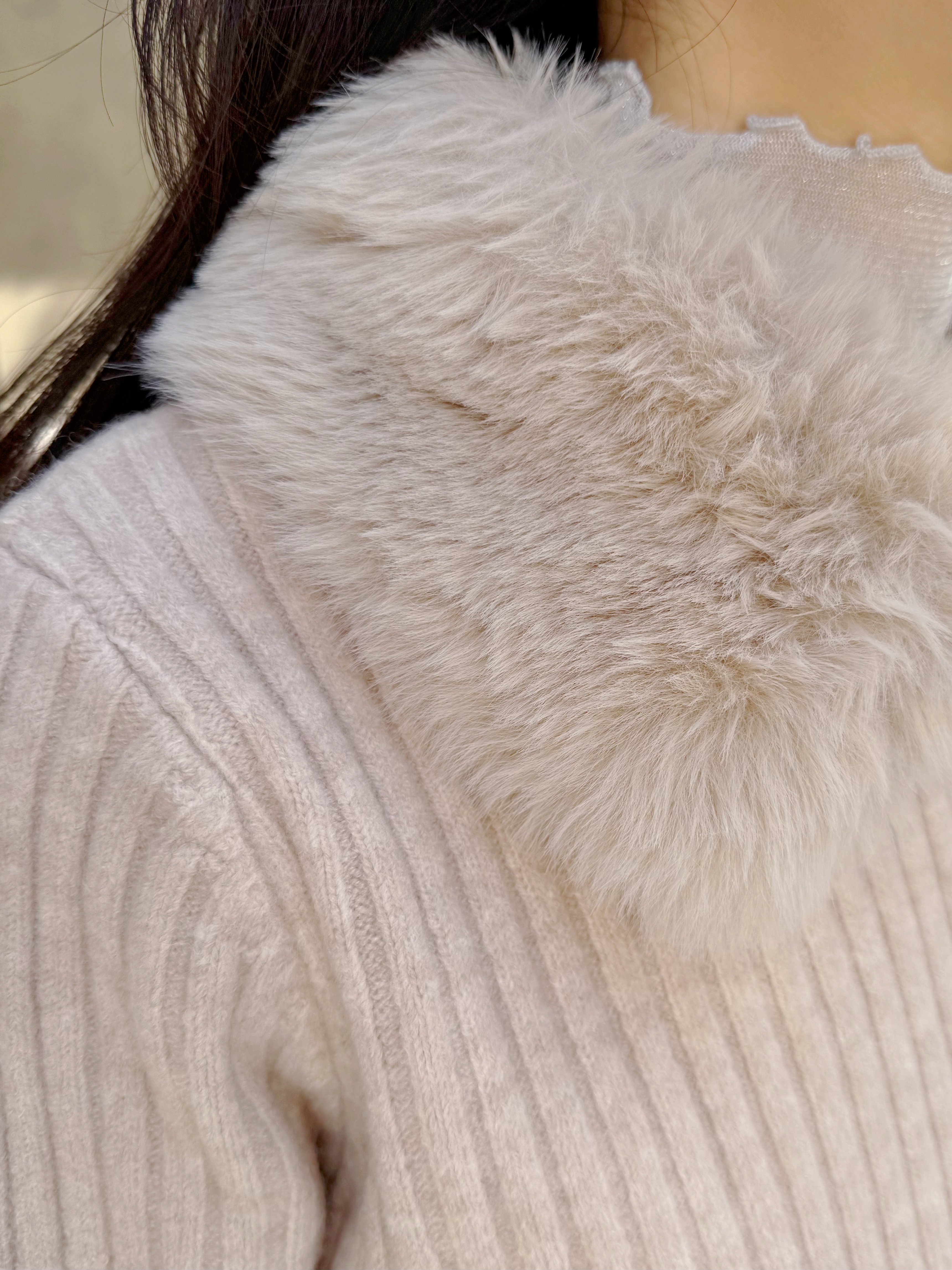 毛毛領拉鍊針織外套