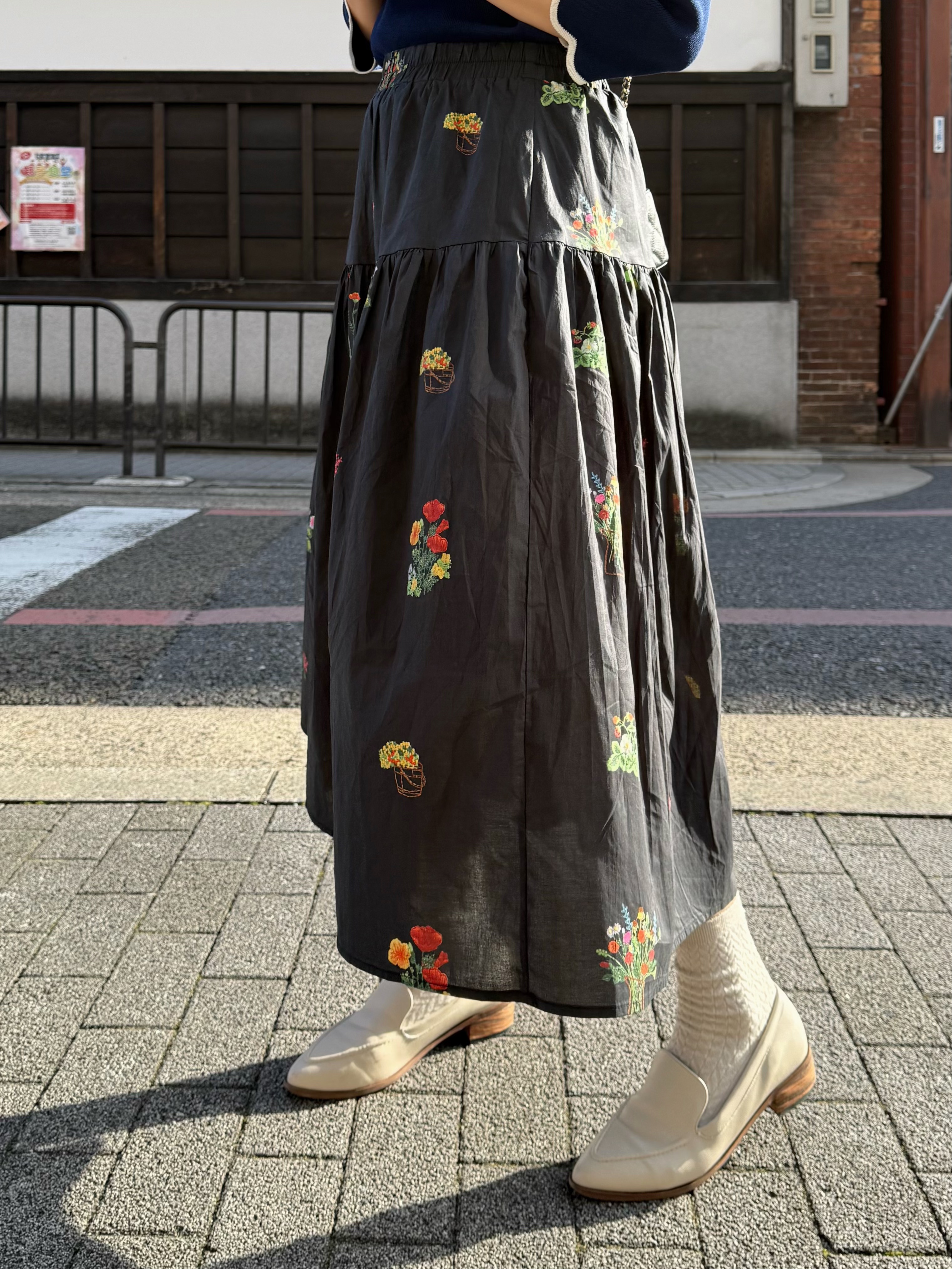 花束圖案A line半身裙