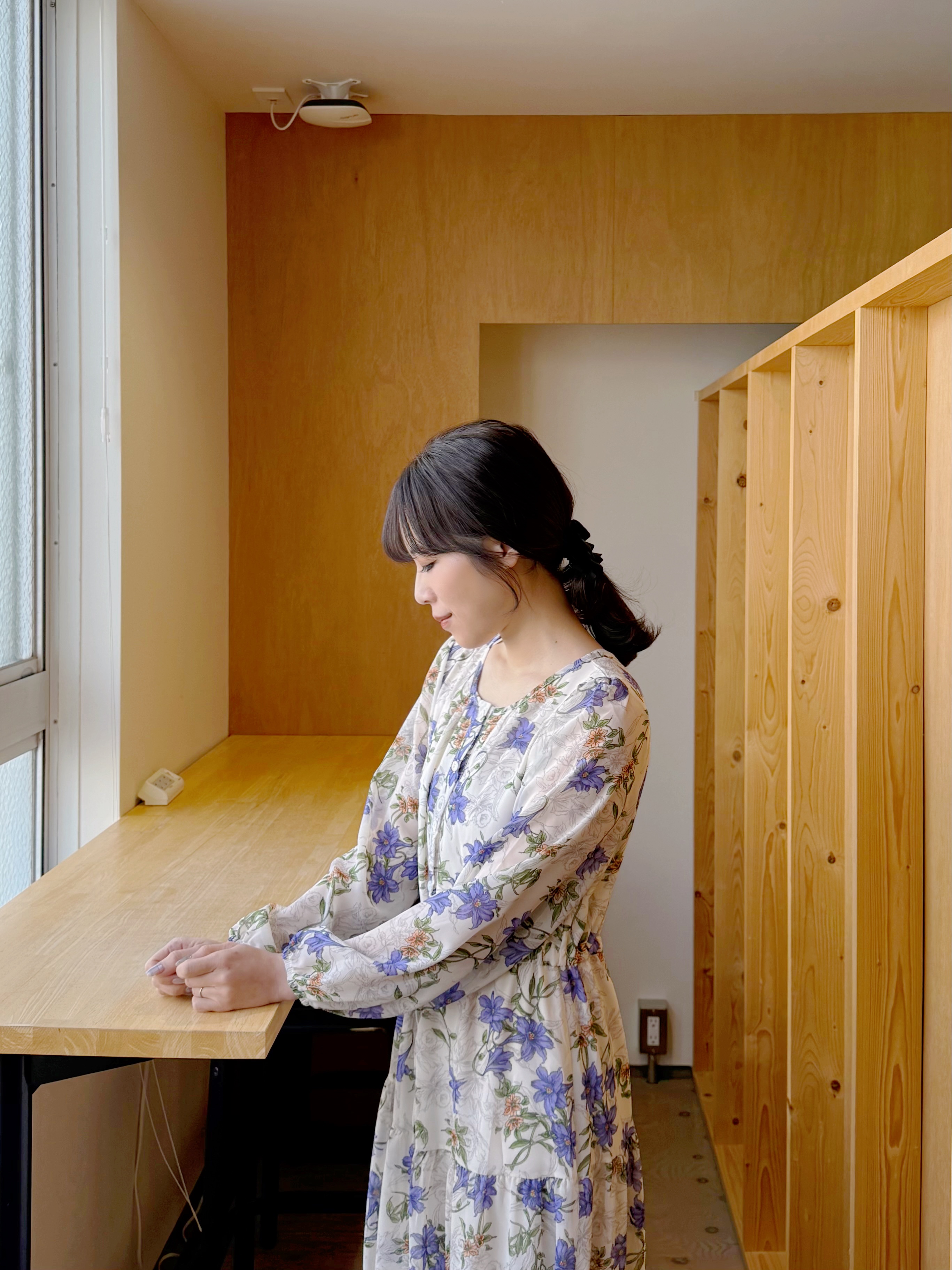 薰衣草紫色花雪紡連身裙