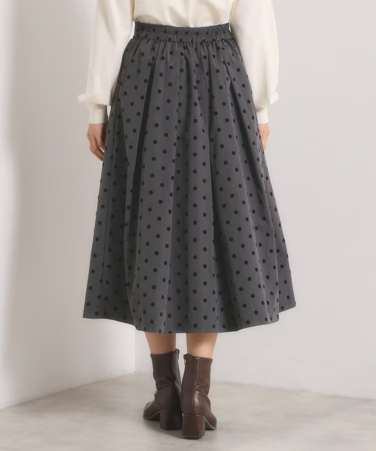 植絨波點A line半身裙
