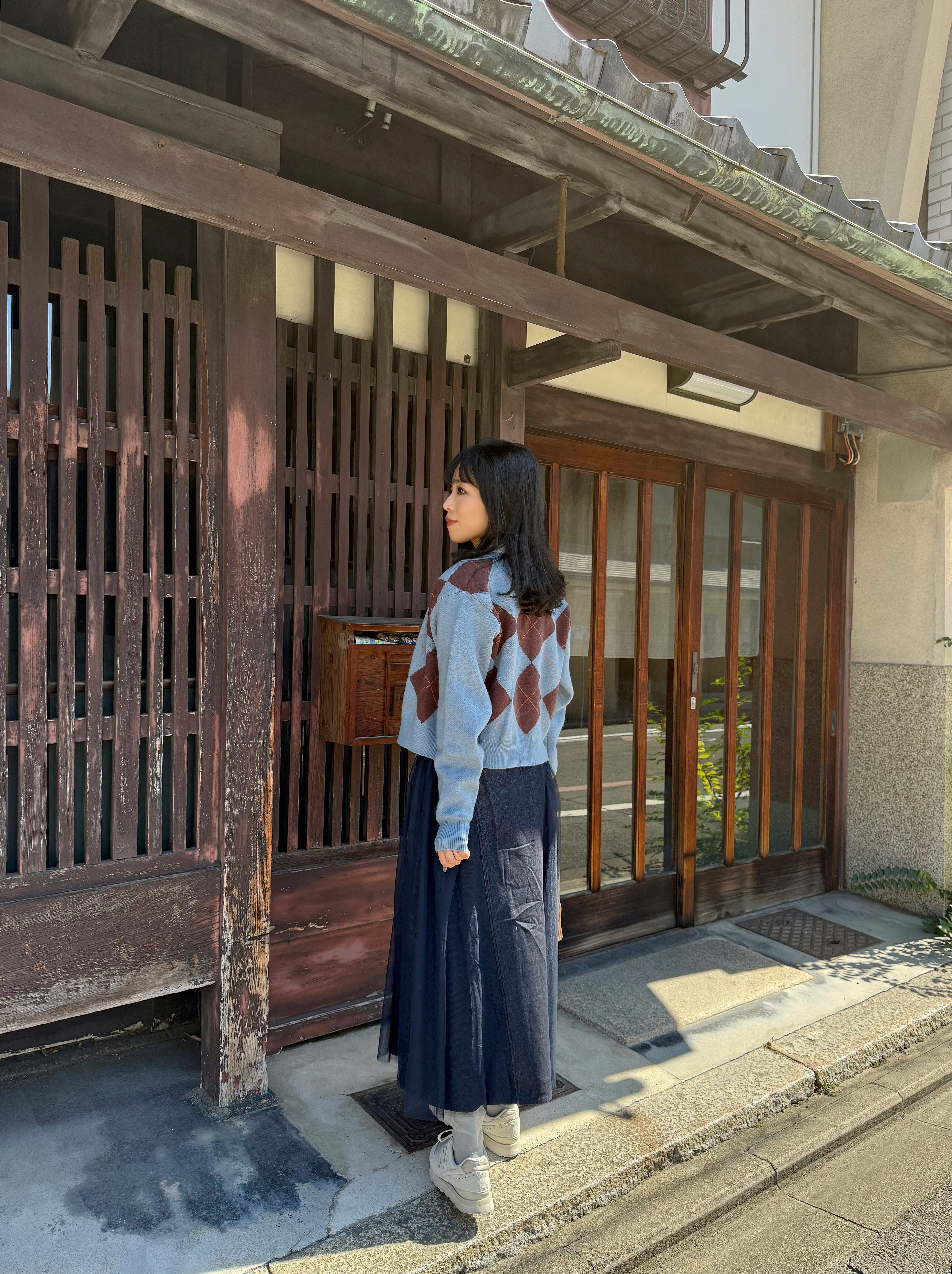 3色•菱格紋針織外套