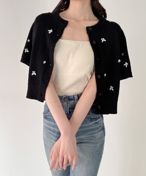 圓領短袖針織外套