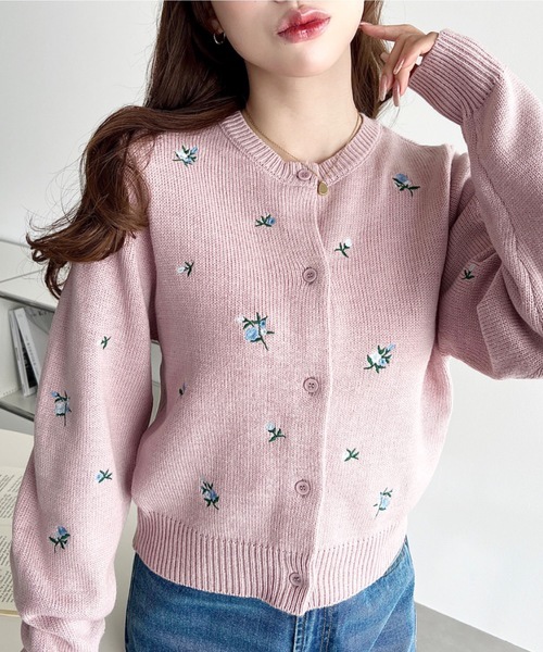3色•M-L碼•花卉刺繡針織外套
