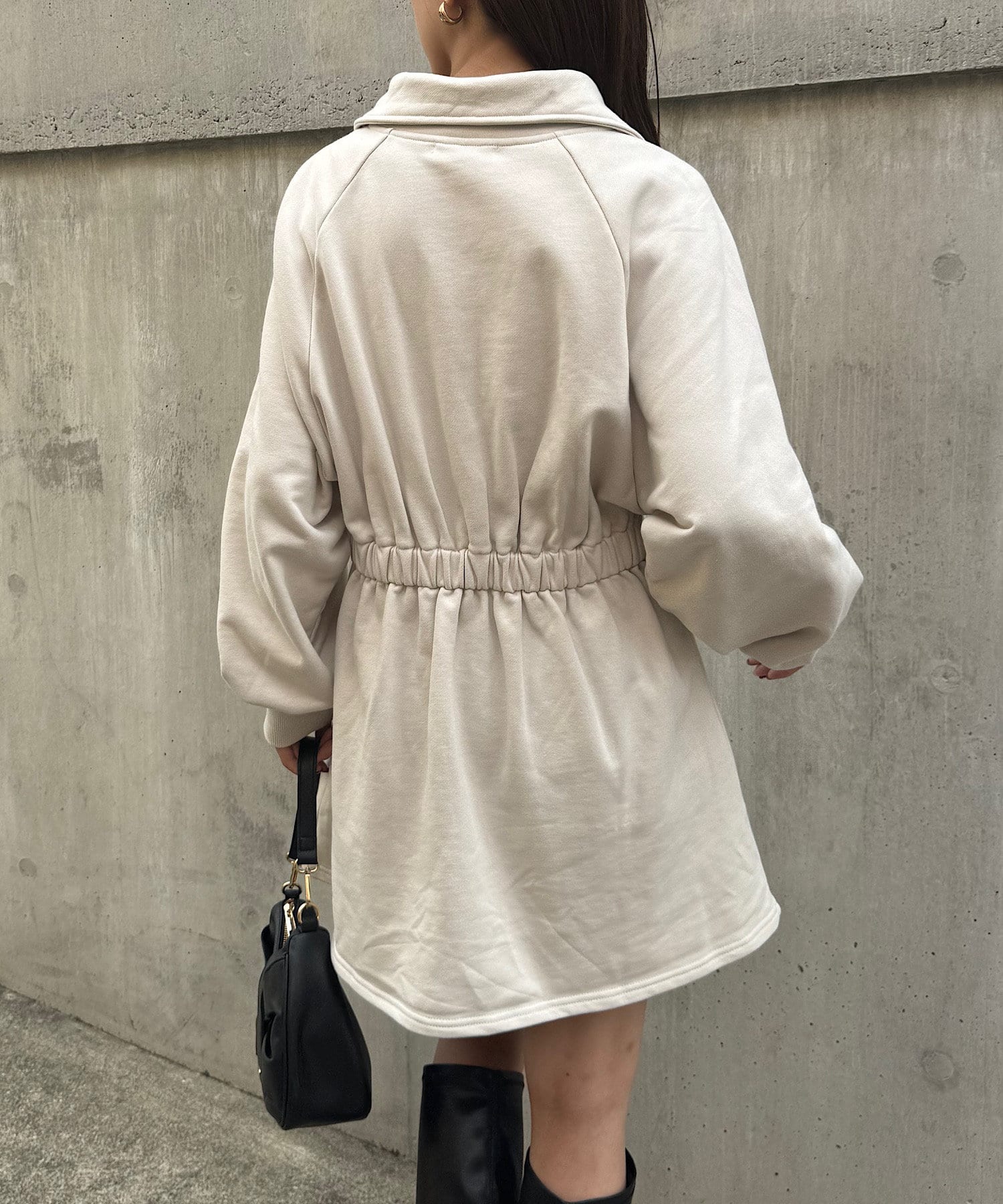 拉鍊領位衛衣連身裙