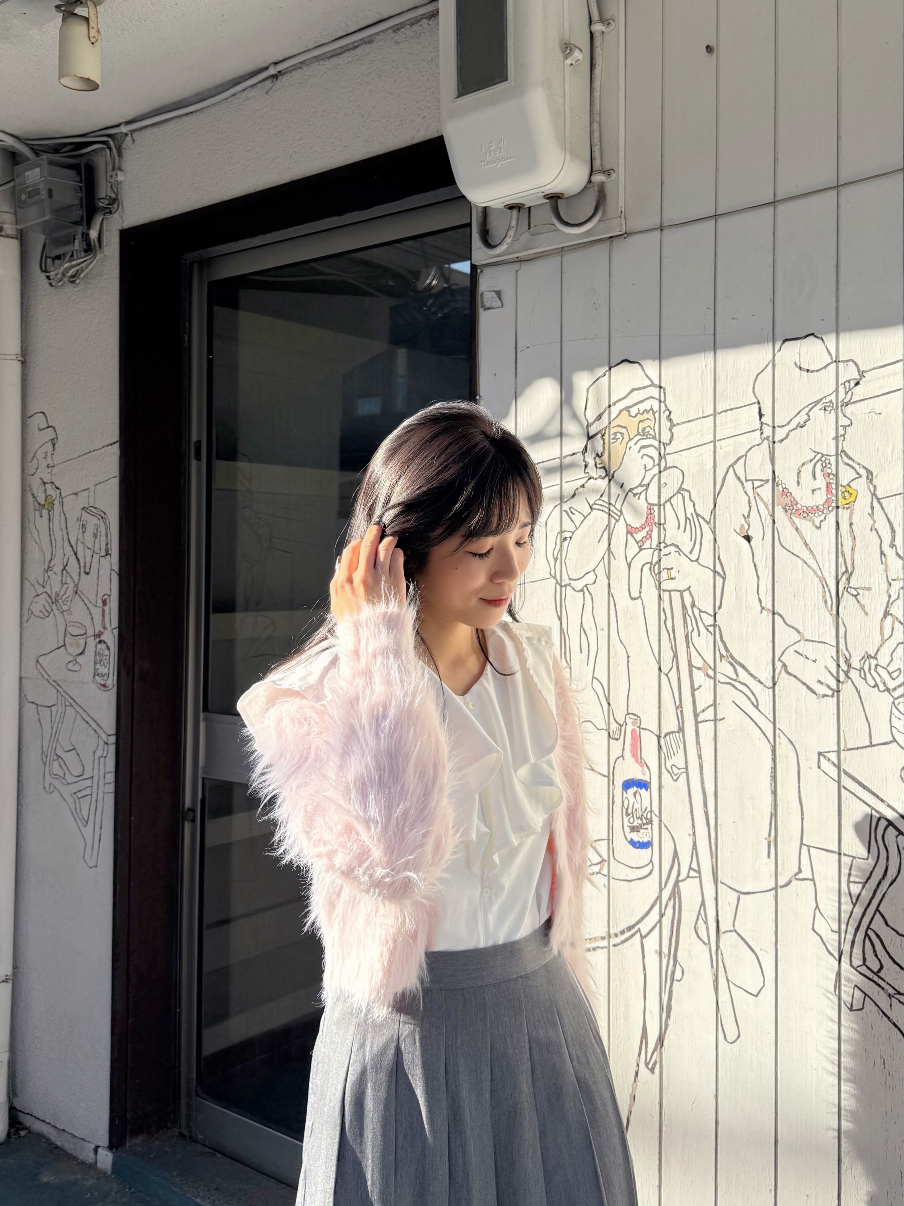 4色•毛毛淨色圓領外套