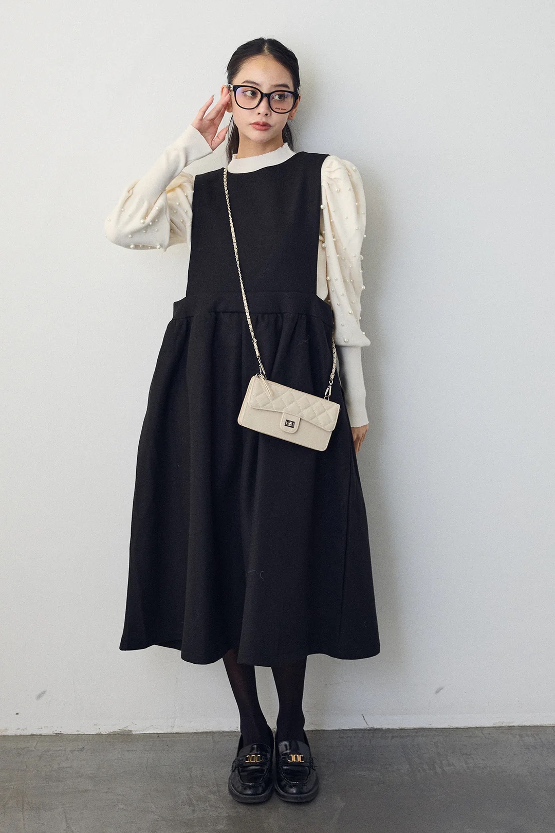 2Way前後蝴蝶結薄絨連身裙