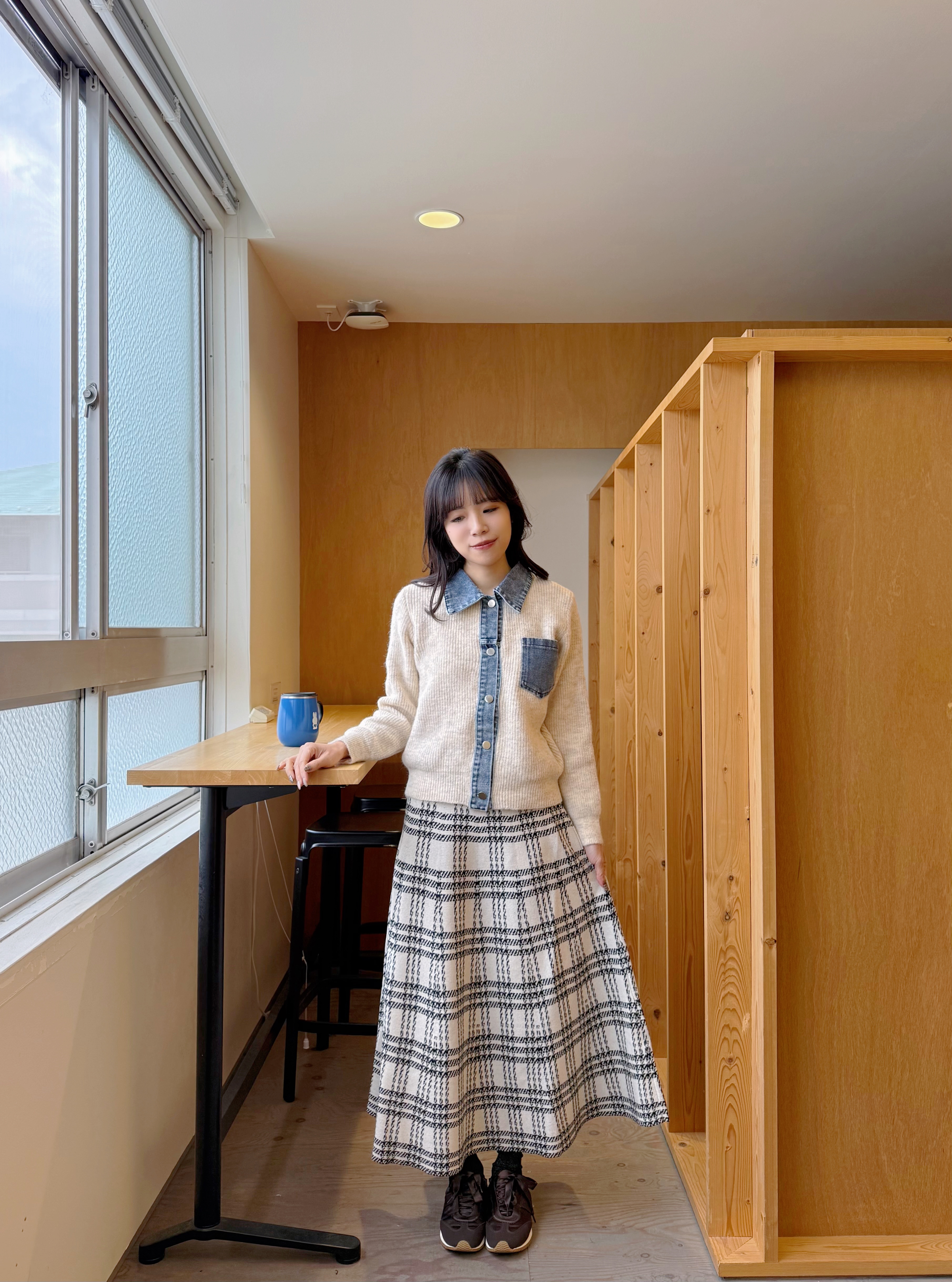 5色•拼牛仔冷衫外套