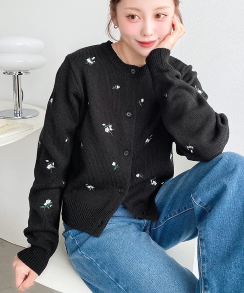 3色•M-L碼•花卉刺繡針織外套