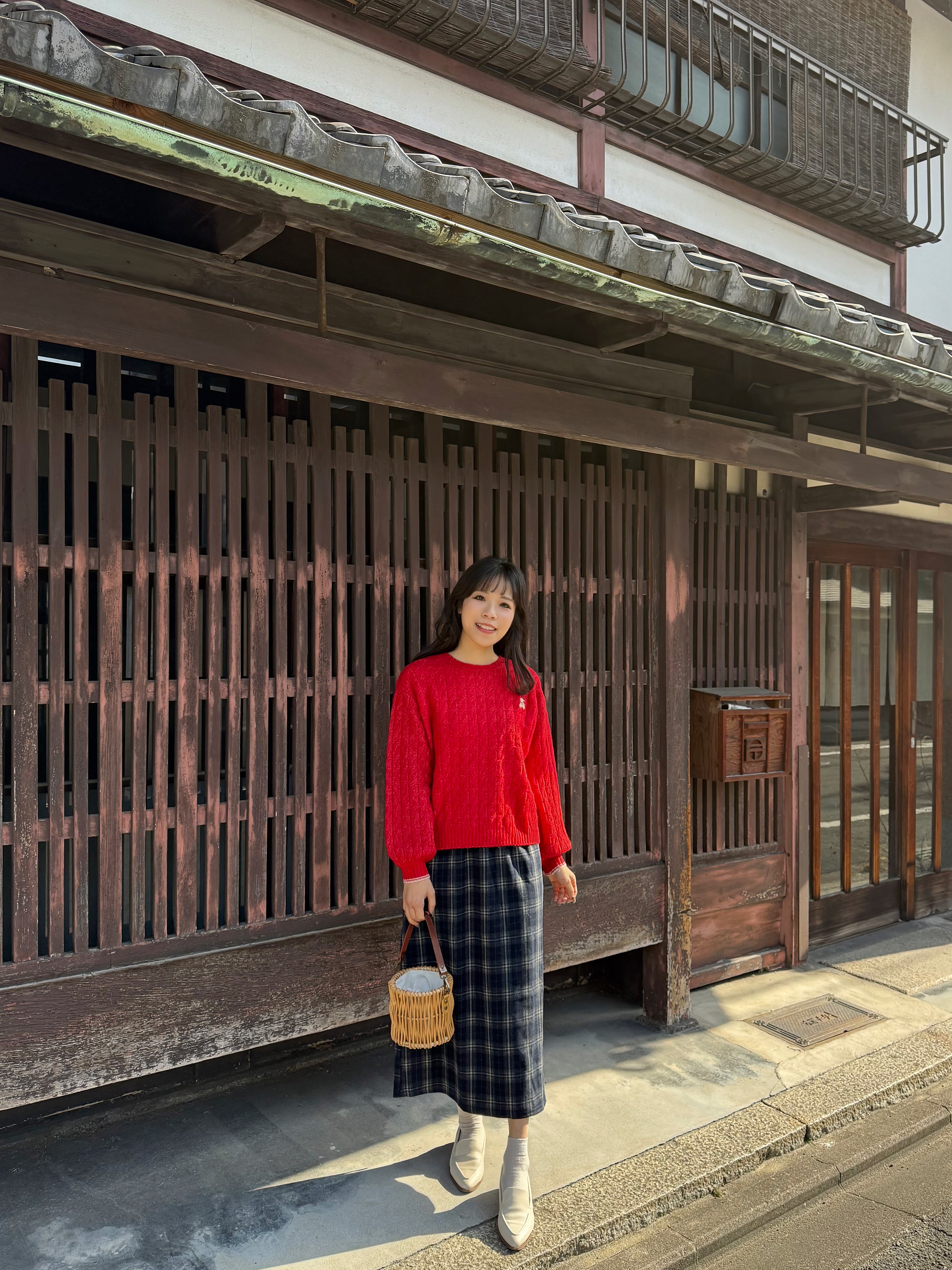 6色•英倫格子薄絨直身裙