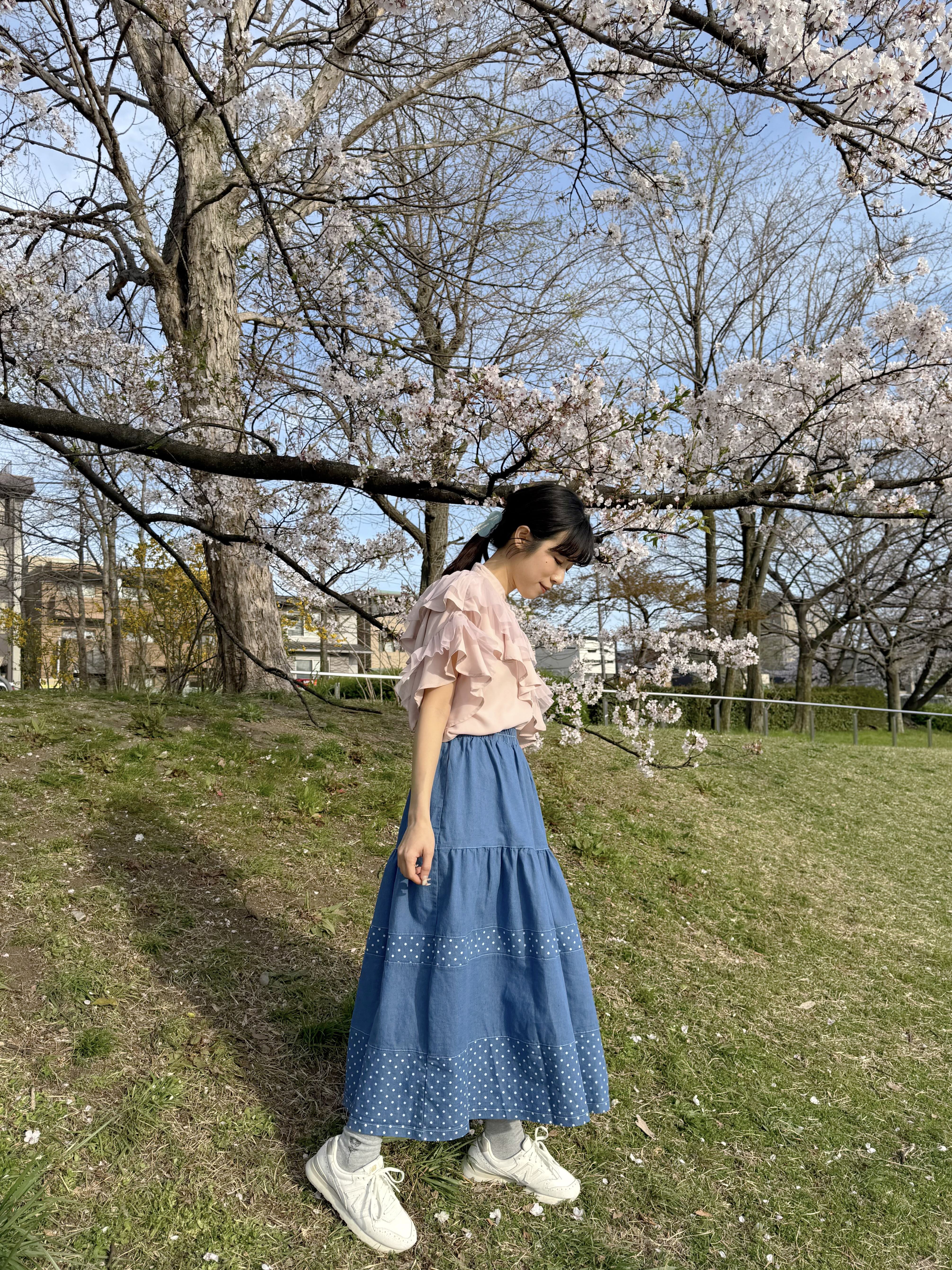 牛仔波點半身裙