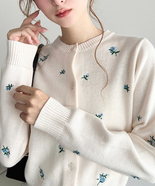 3色•M-L碼•花卉刺繡針織外套