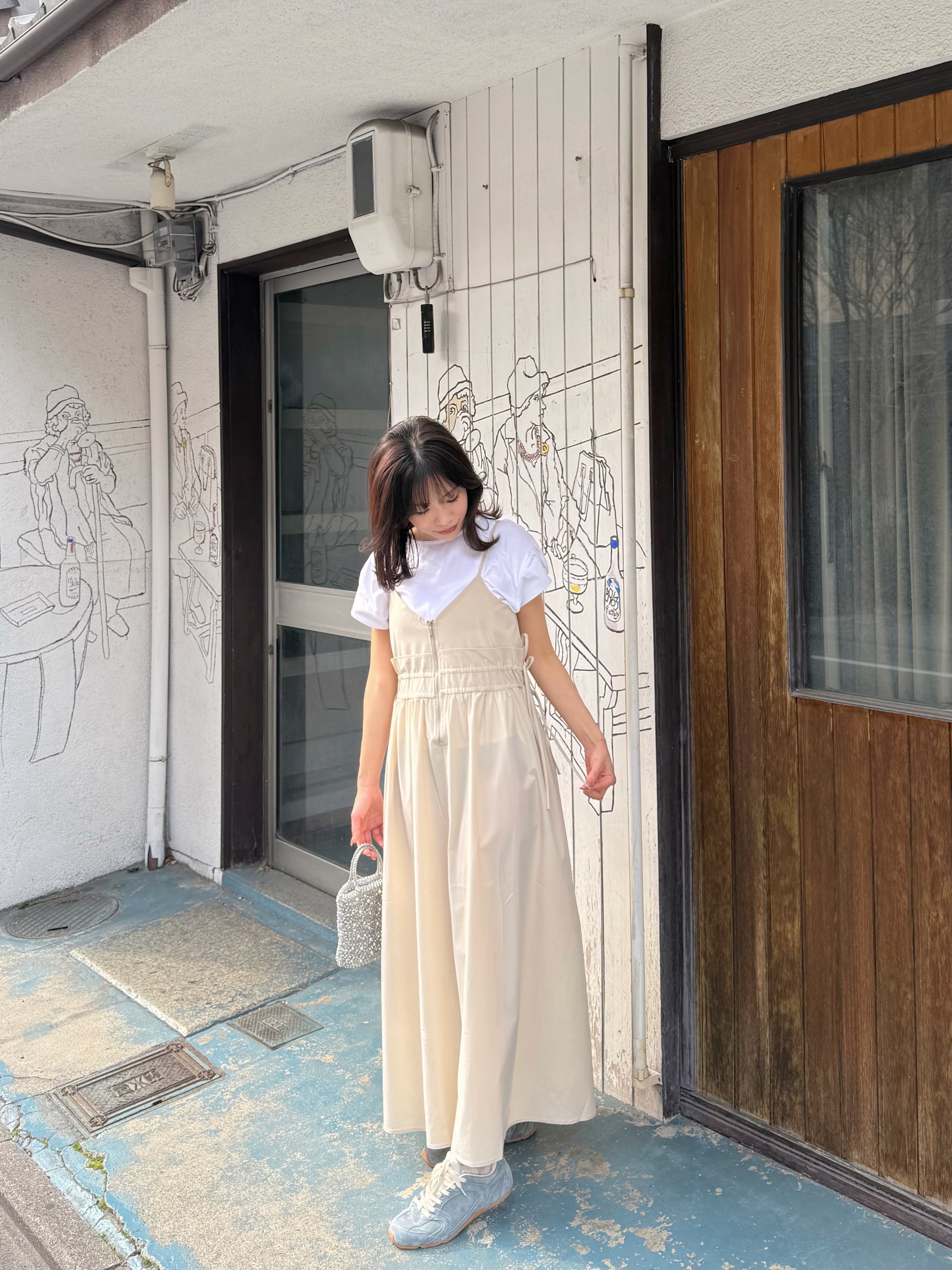 吊帶修腰A line雪紡連身裙