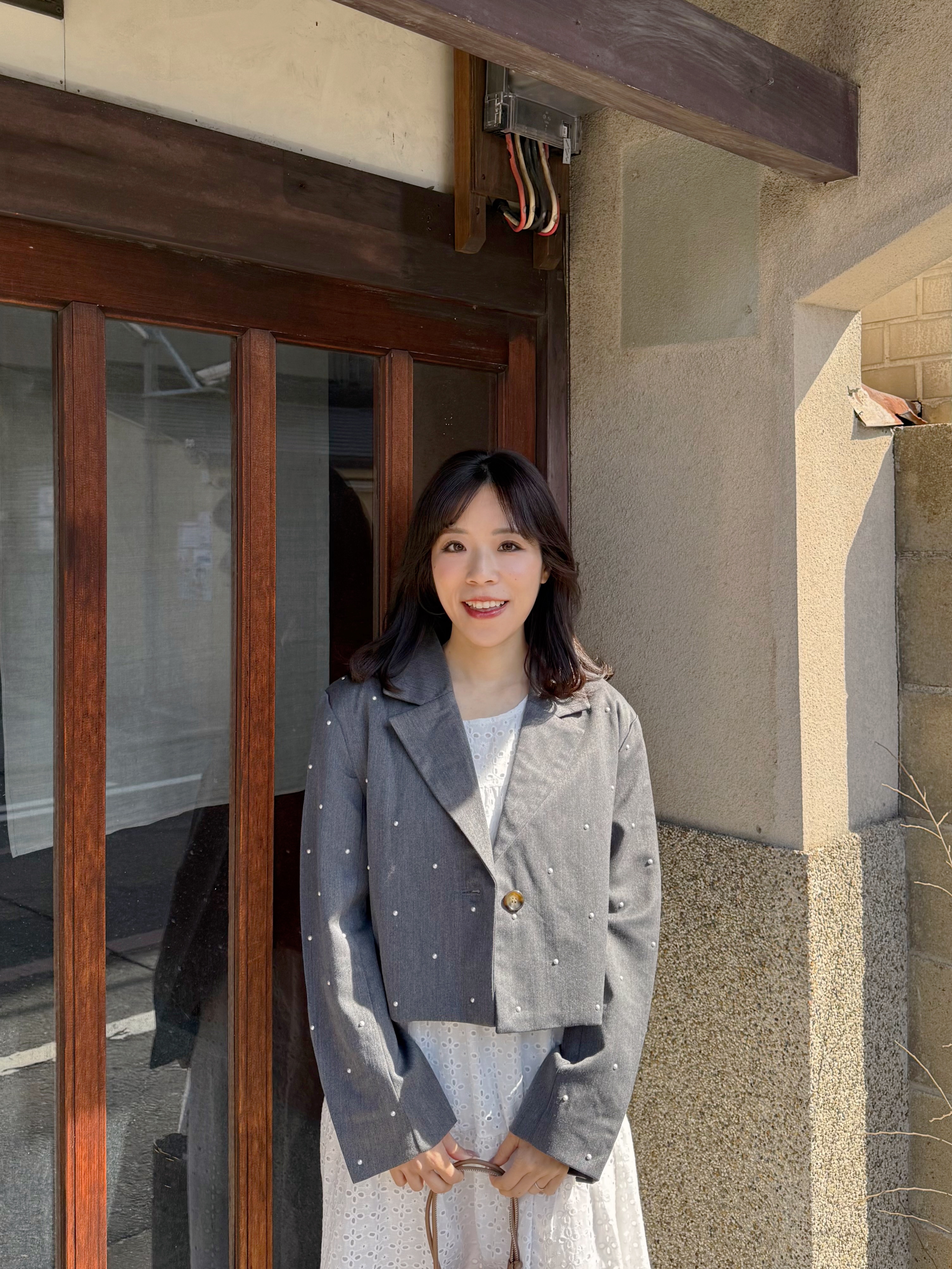 2色•珍珠點點短款西裝外套