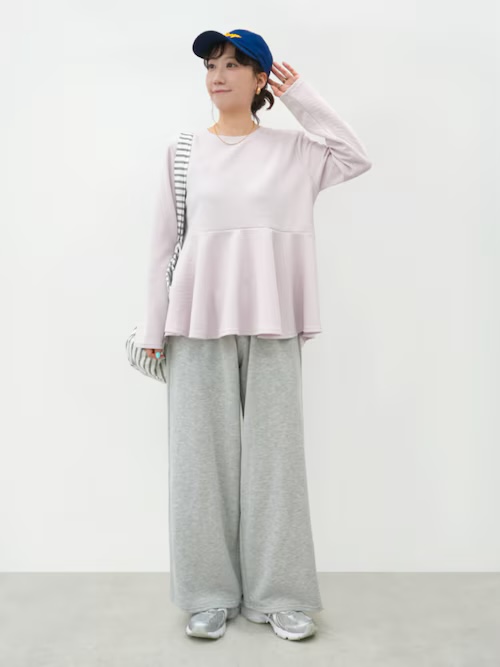 3色・S-L・壓紋傘擺荷葉邊長袖上衣