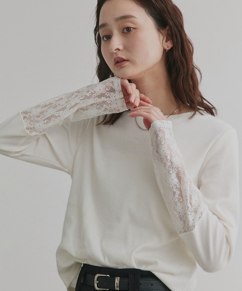 15色•蕾絲/ 閃閃拼袖半透上衣