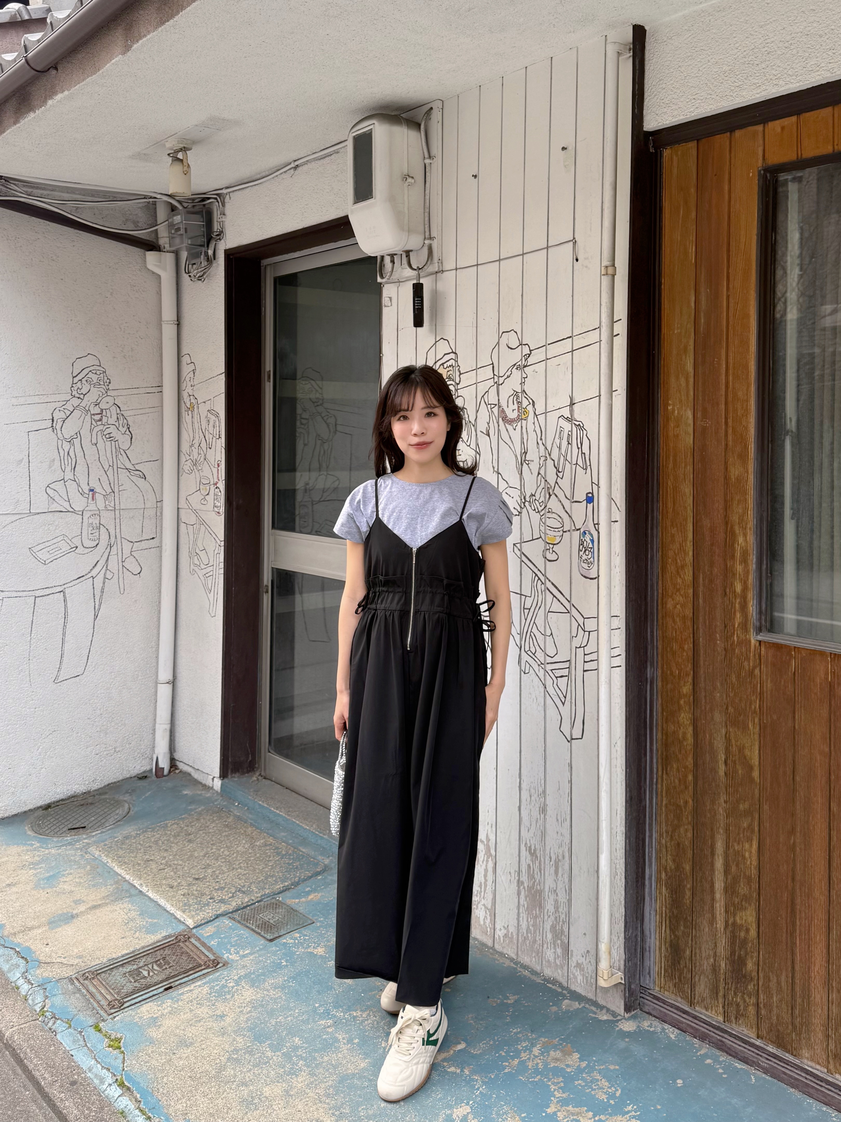 吊帶修腰A line雪紡連身裙