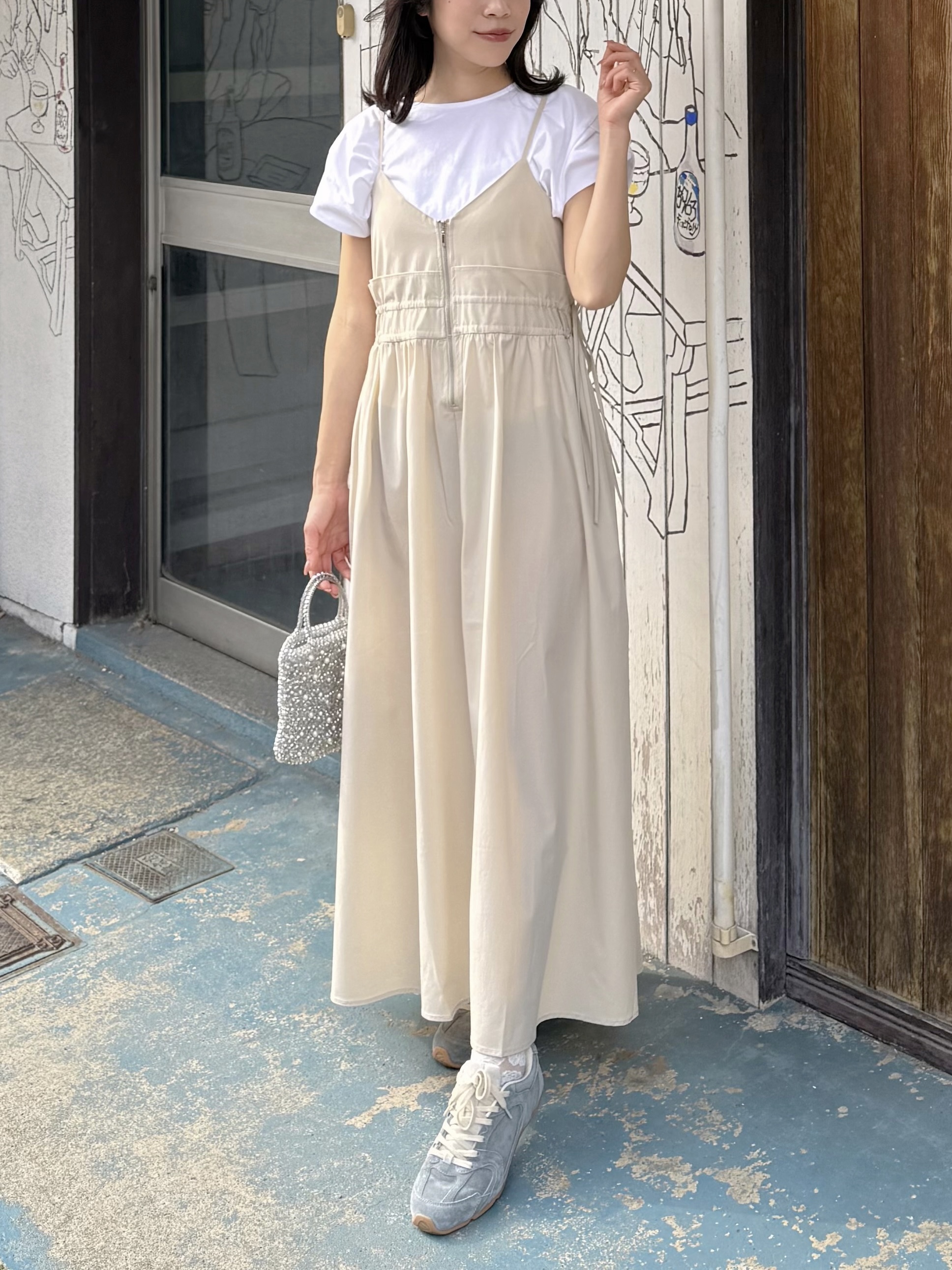 2色•吊帶修腰A line雪紡連身裙