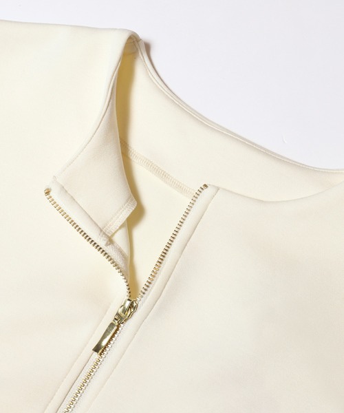 2色•拼接壓摺傘擺拉鍊外套