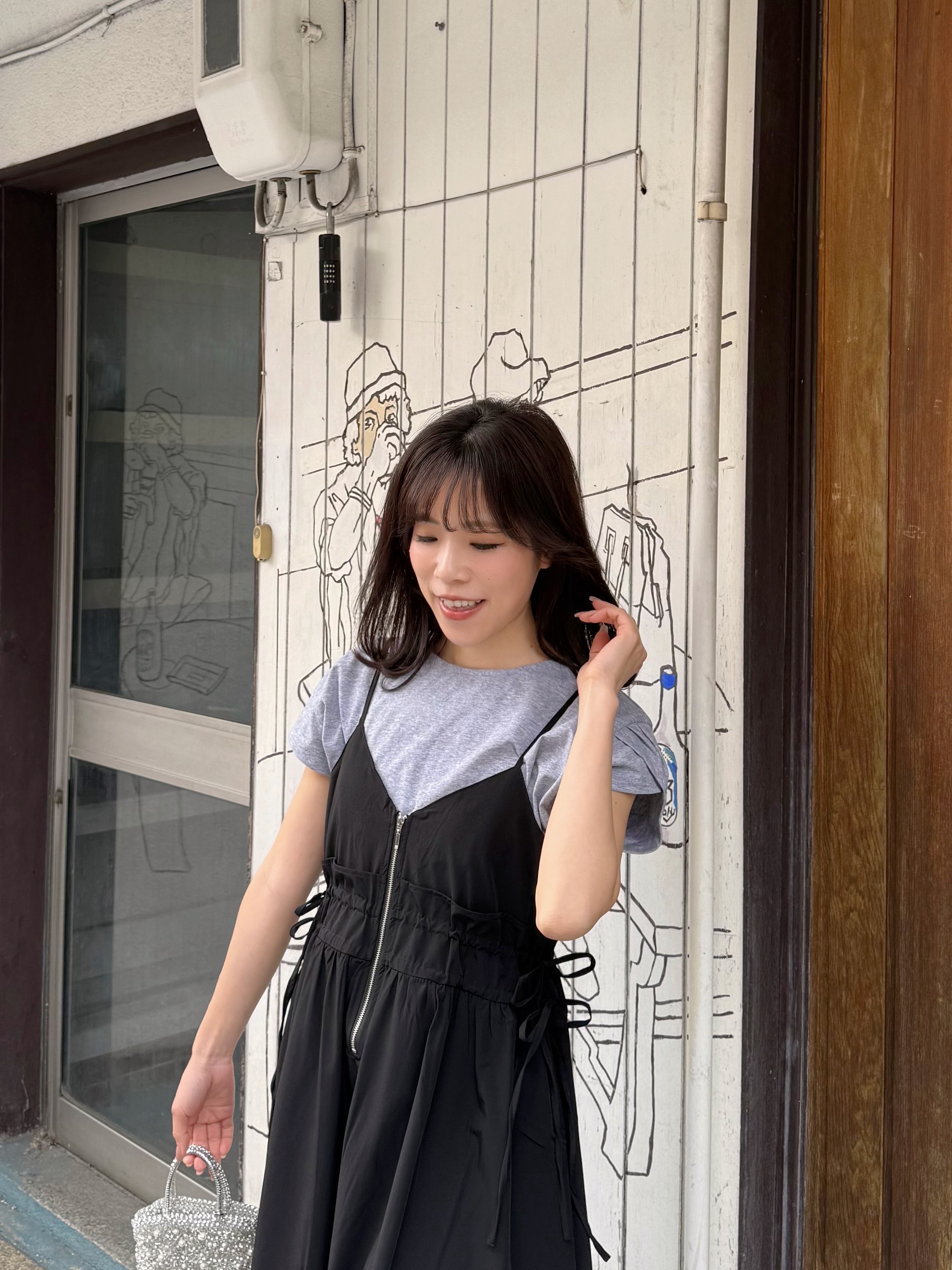 吊帶修腰A line雪紡連身裙