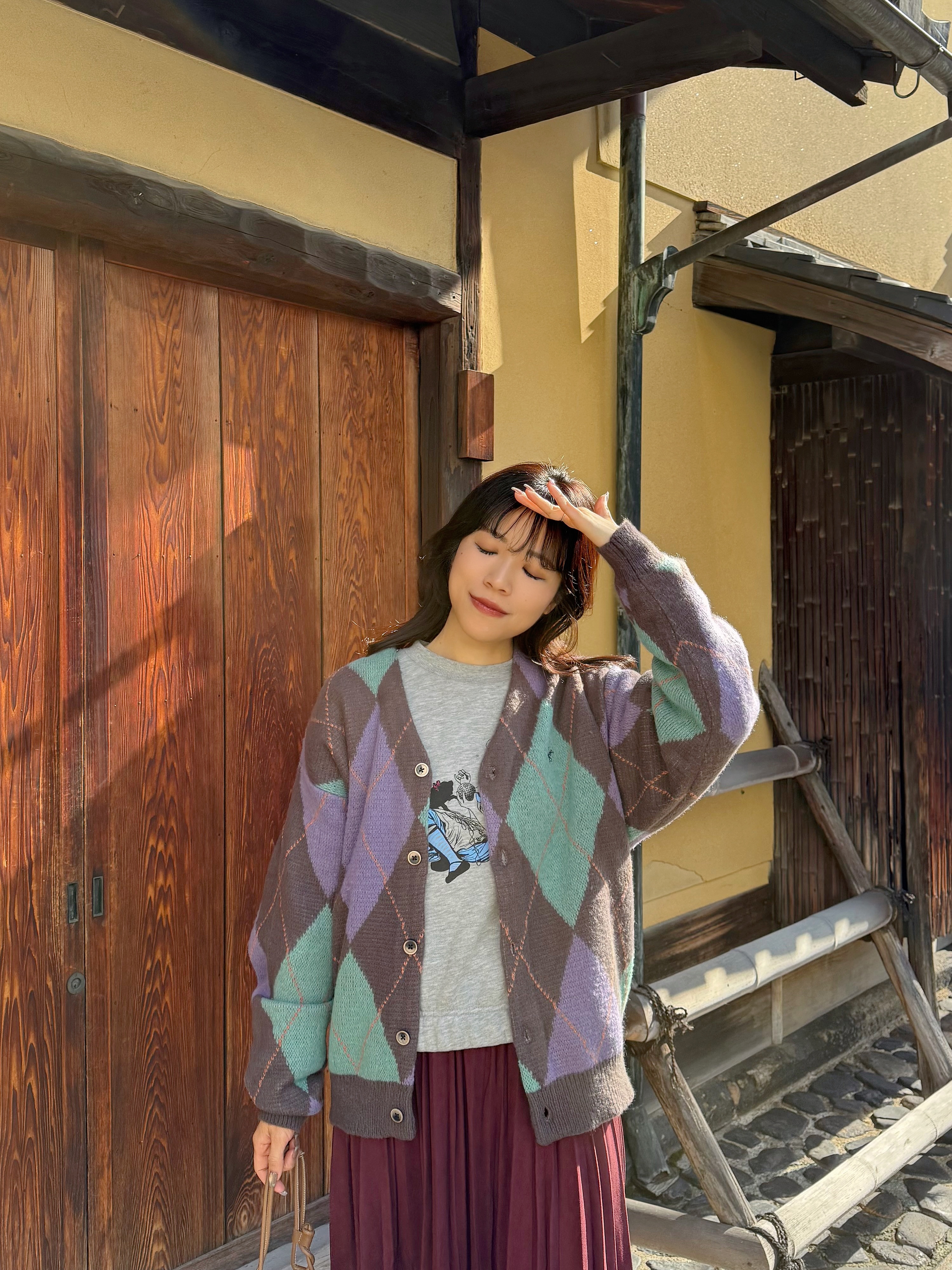 2色•拼色菱格紋Polo冷外套