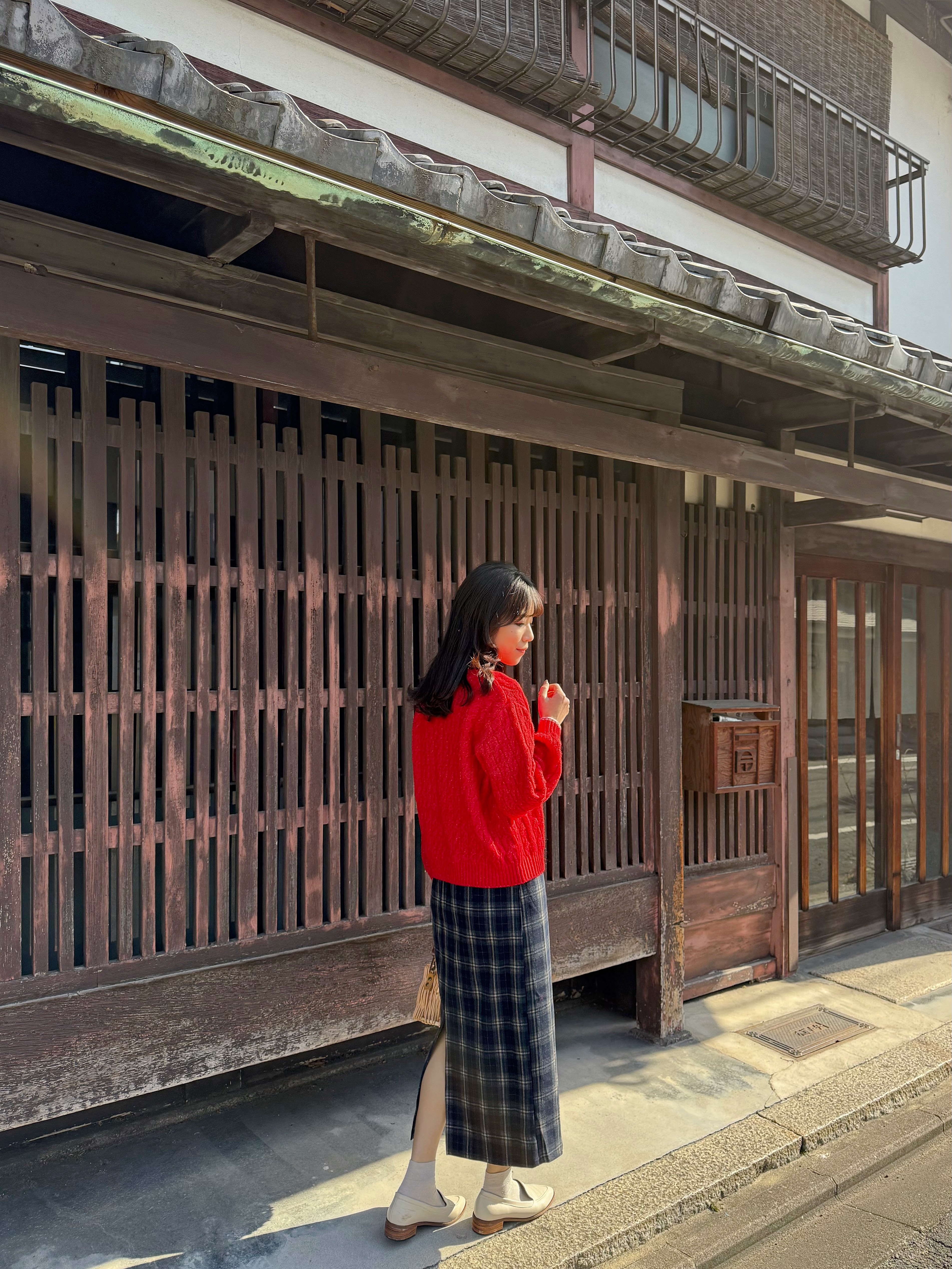 6色•英倫格子薄絨直身裙