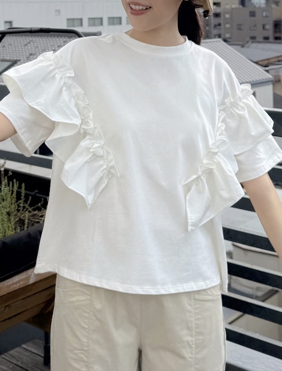 波浪手袖防皺Tee