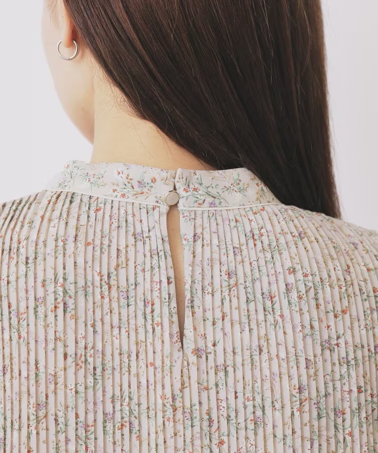 3色•百褶腰帶雪紡連身裙