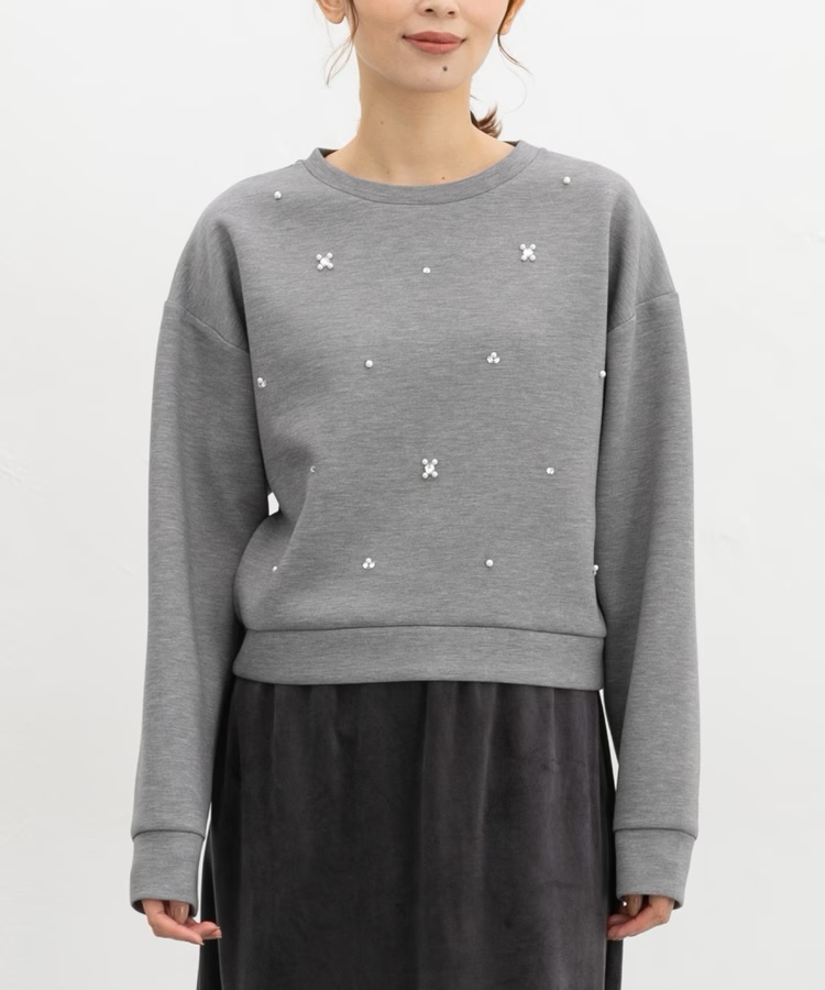 4色・S-XL・寶石裝飾圓領衛衣上衣