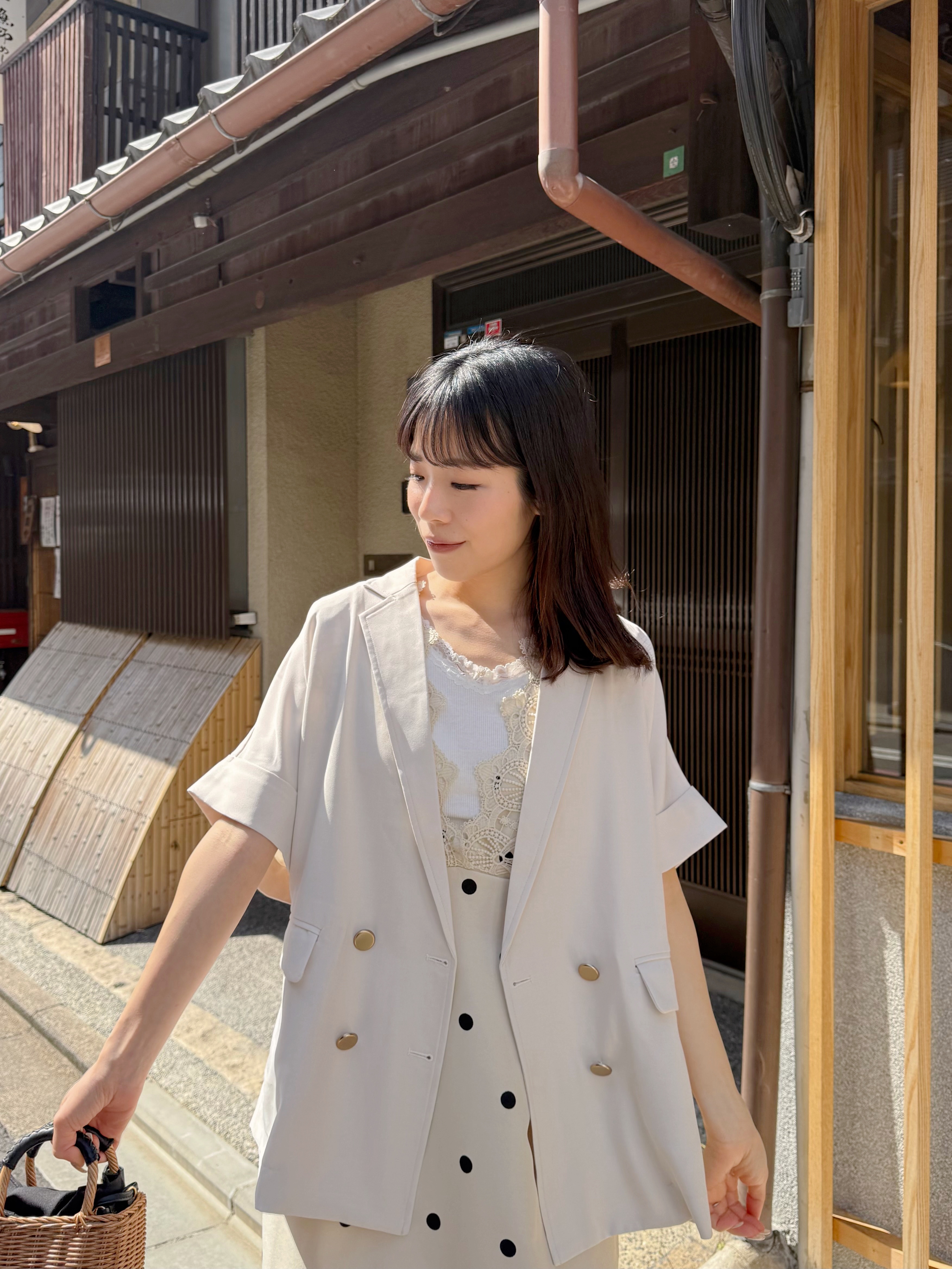 5分袖金扣西裝外套