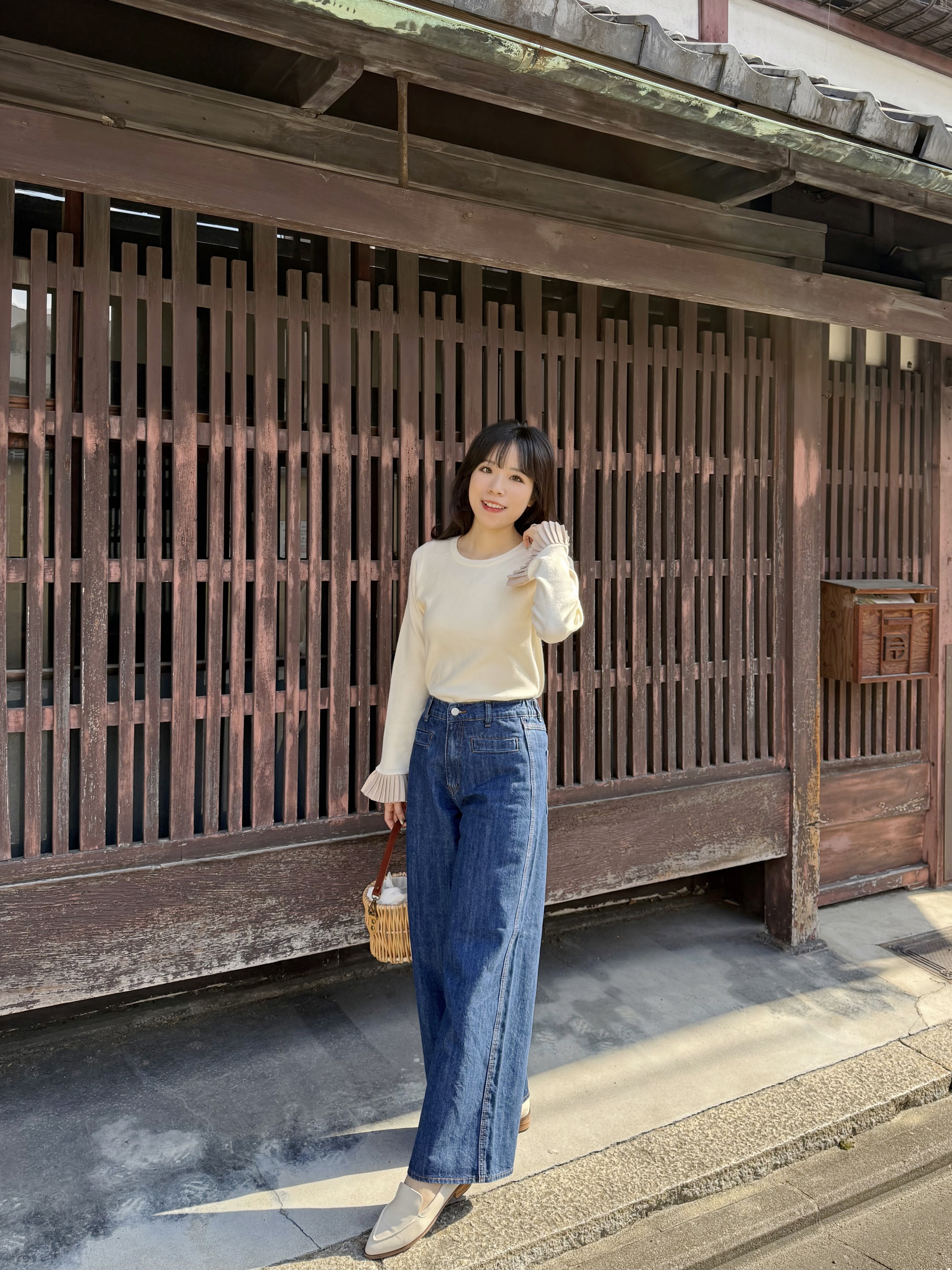 3色•拼色百褶袖口針織上衣