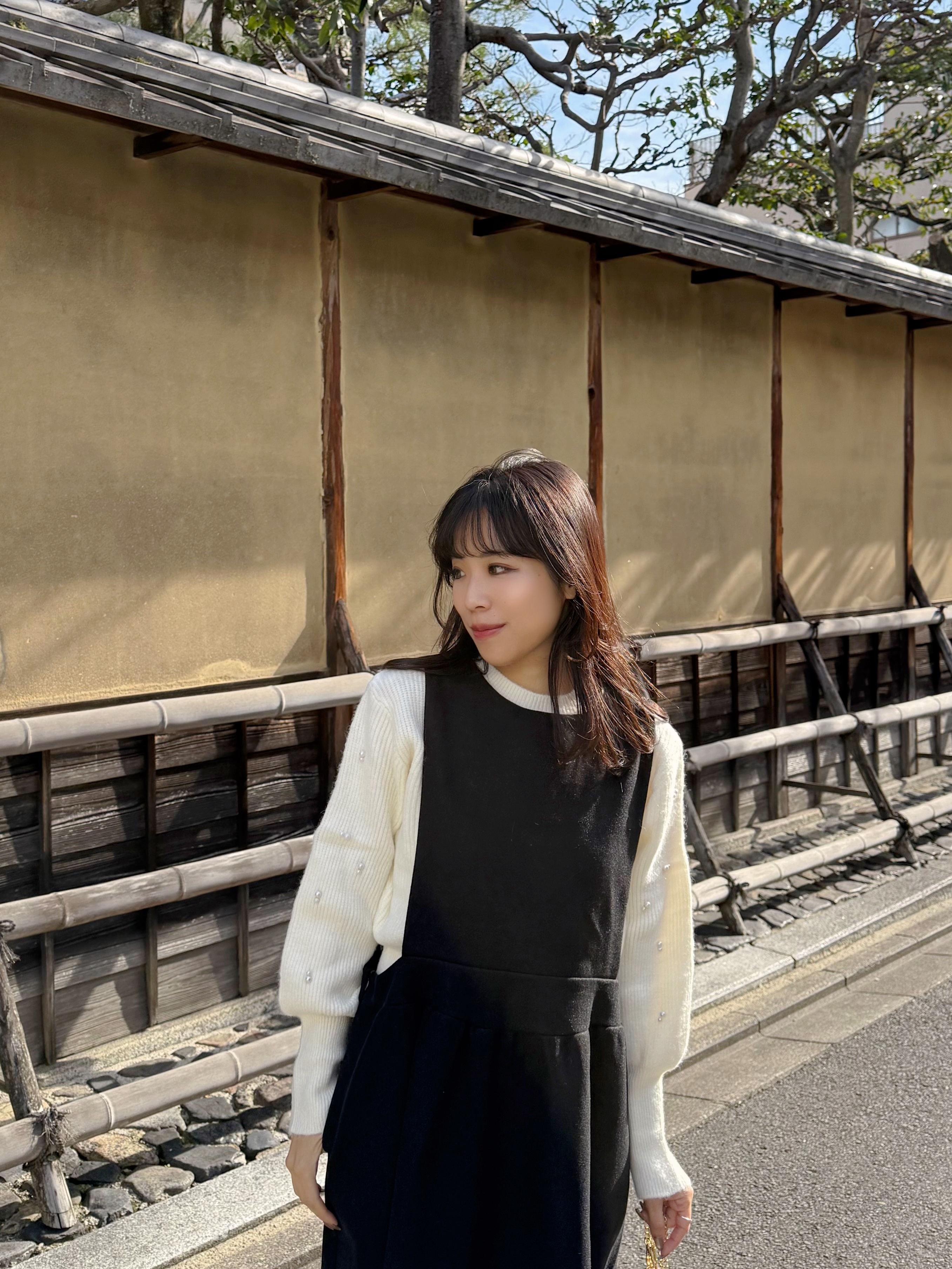 2色•2Way前後蝴蝶結薄絨連身裙