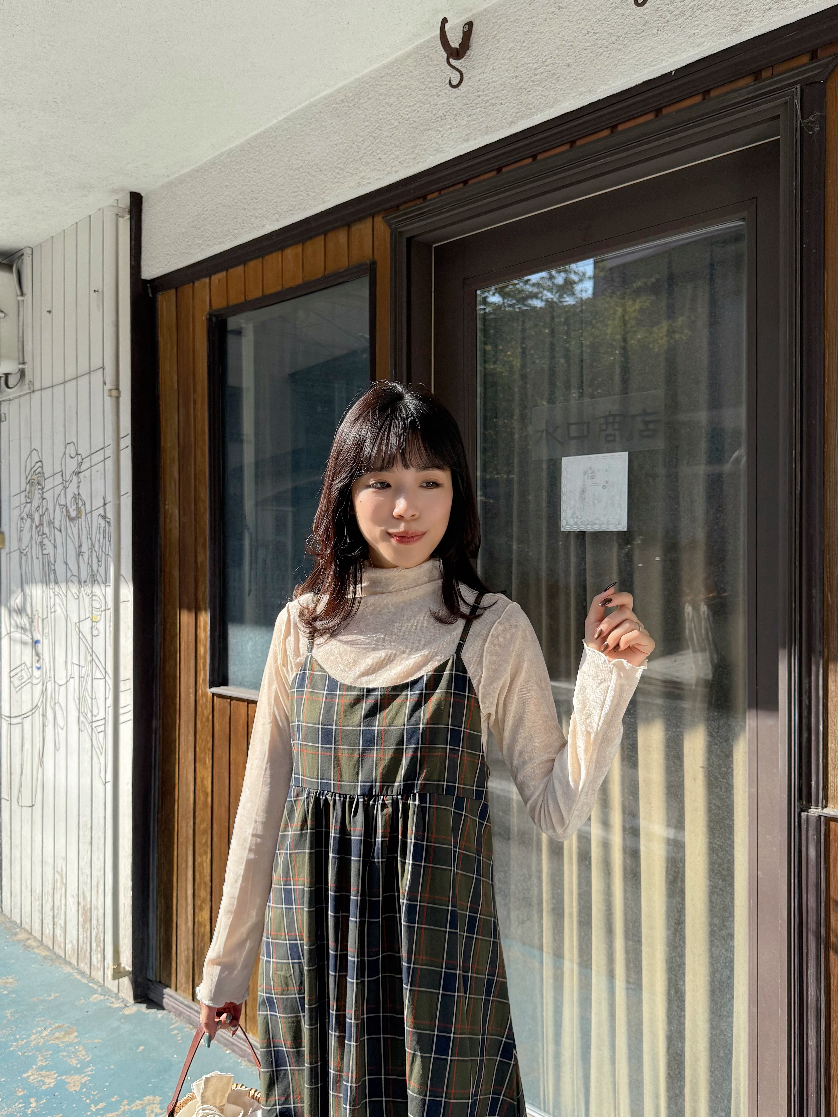 絲絨透感薄長袖上衣