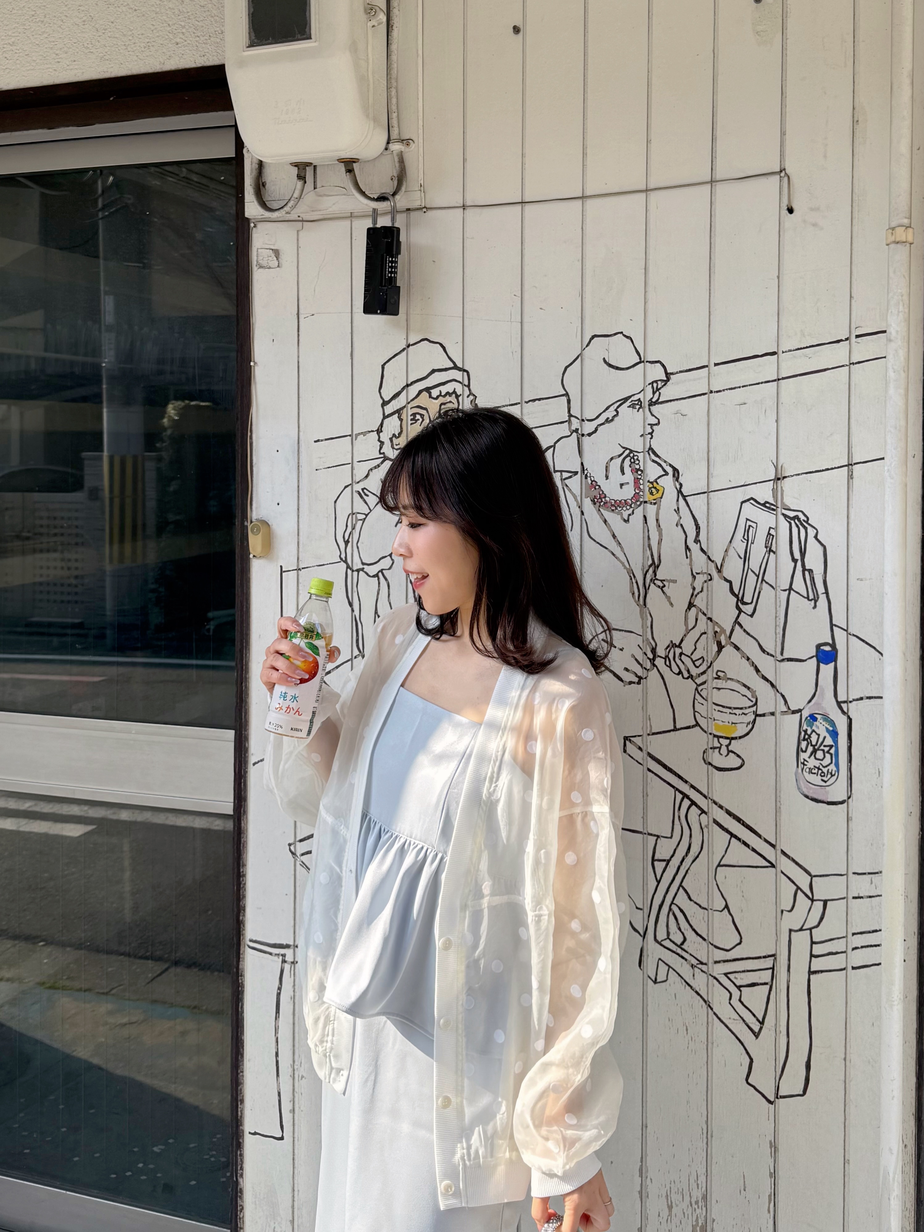 波點透感雪紡長款防曬外套