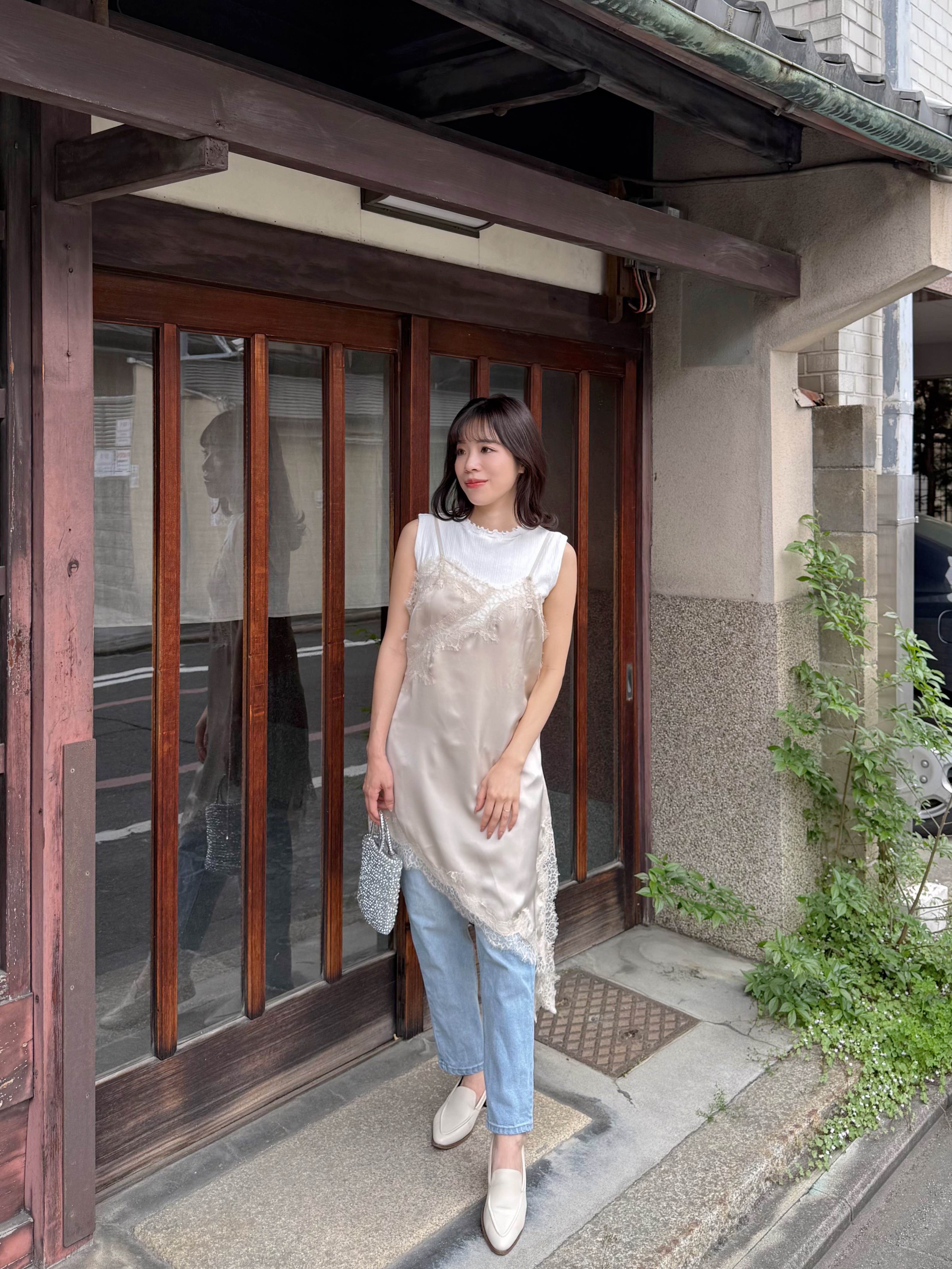 3色•蕾絲長款吊帶上衣