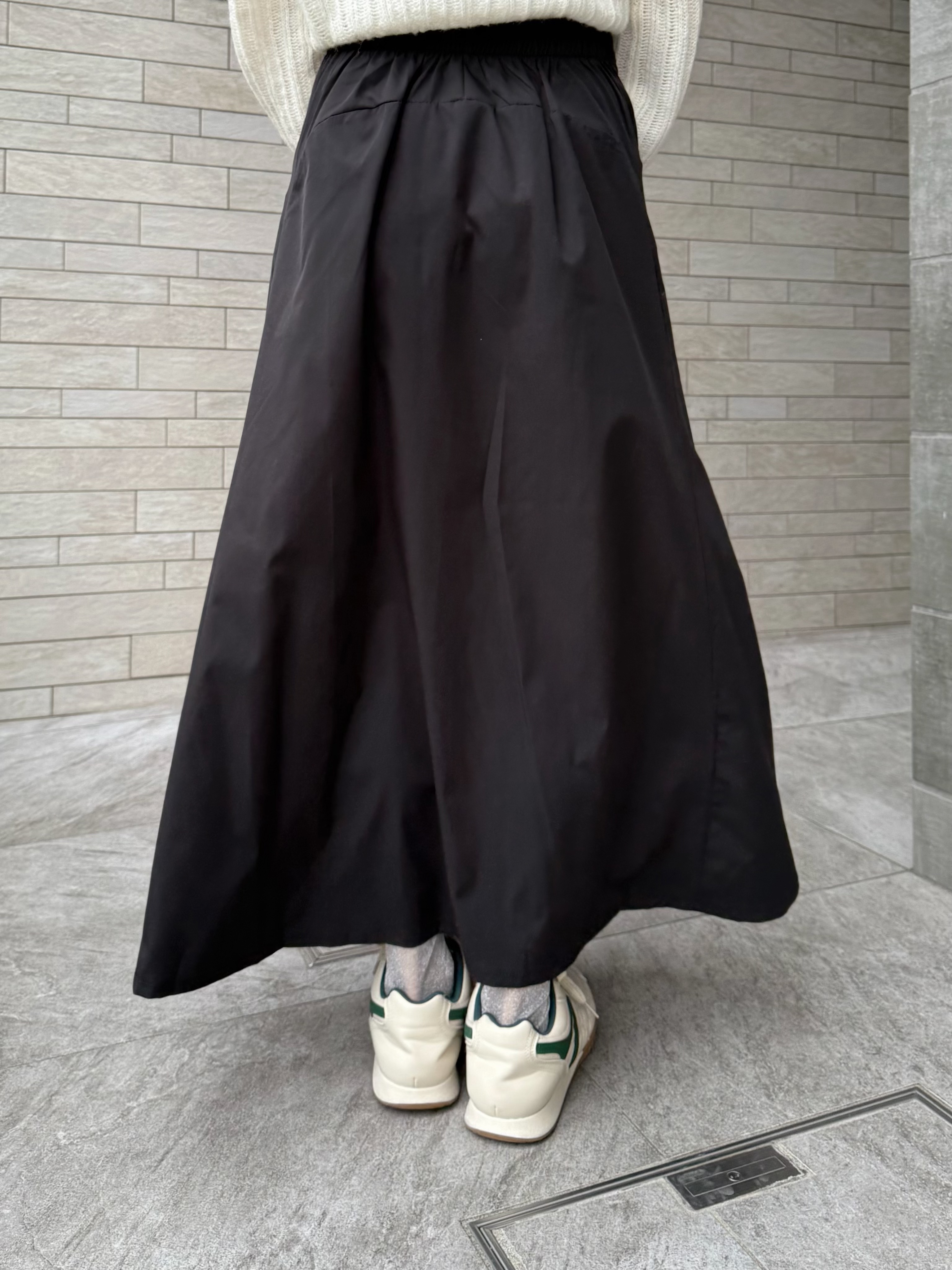 拼色布A line牛仔長款半身裙