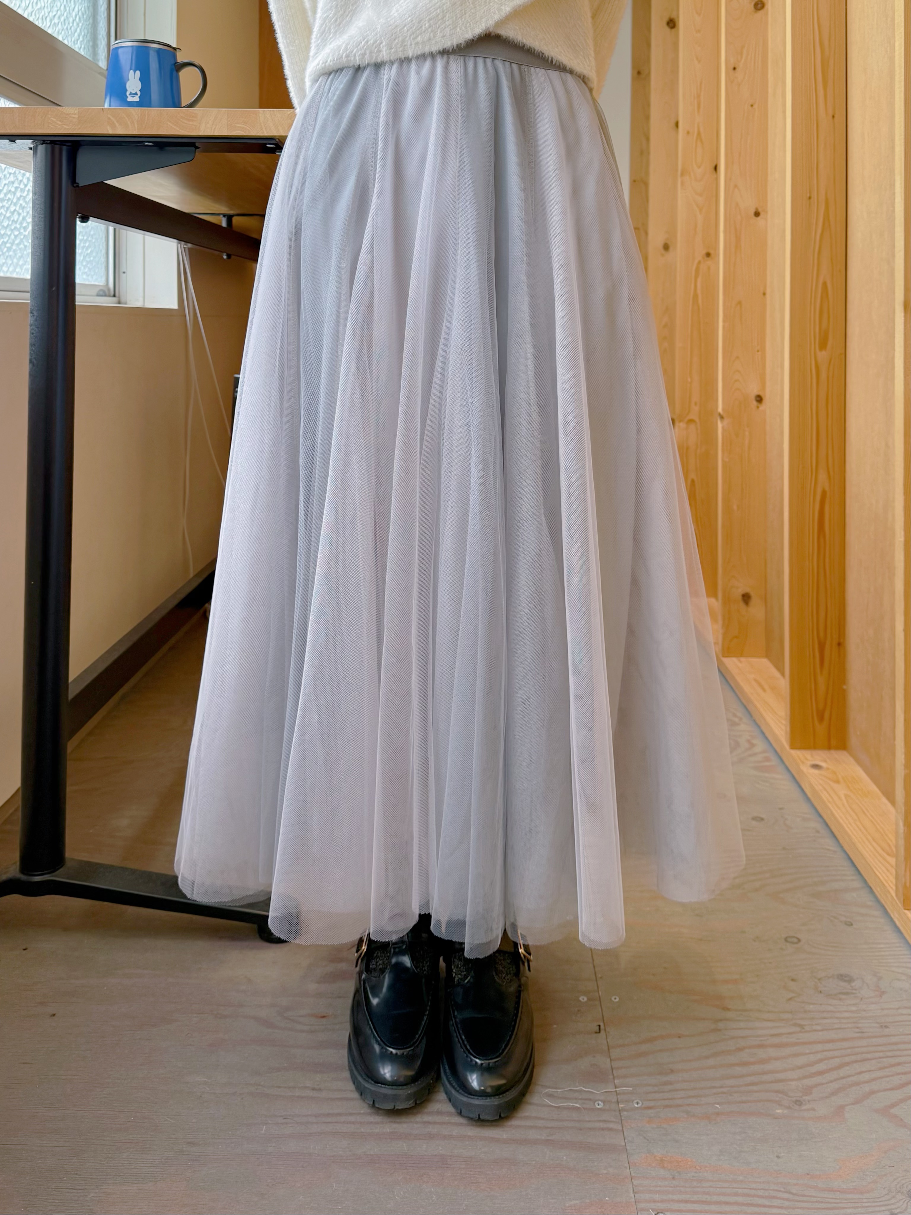 3色•深淺拼色紗紗A line半身裙