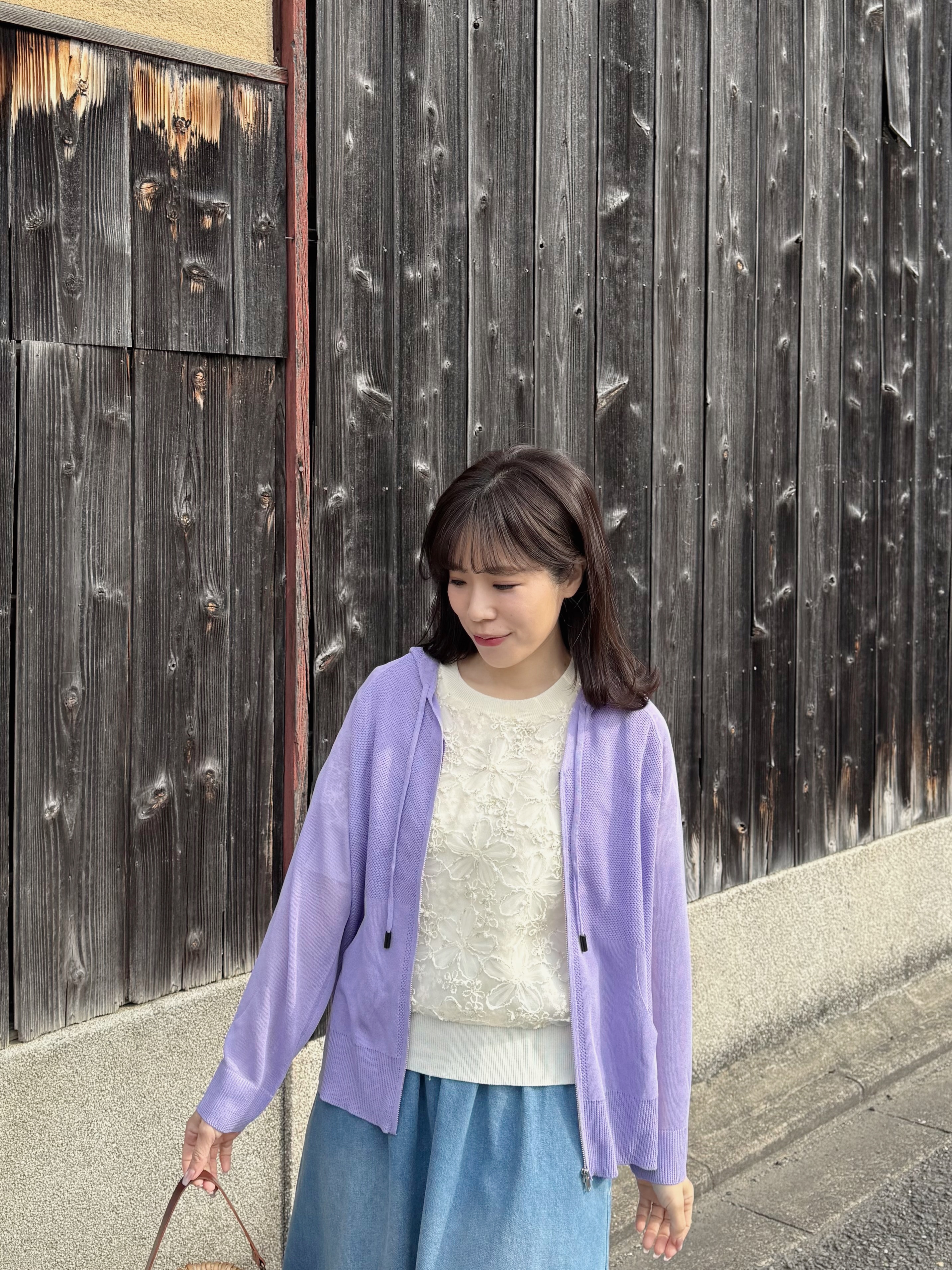 連帽薄款拉鍊針織外套