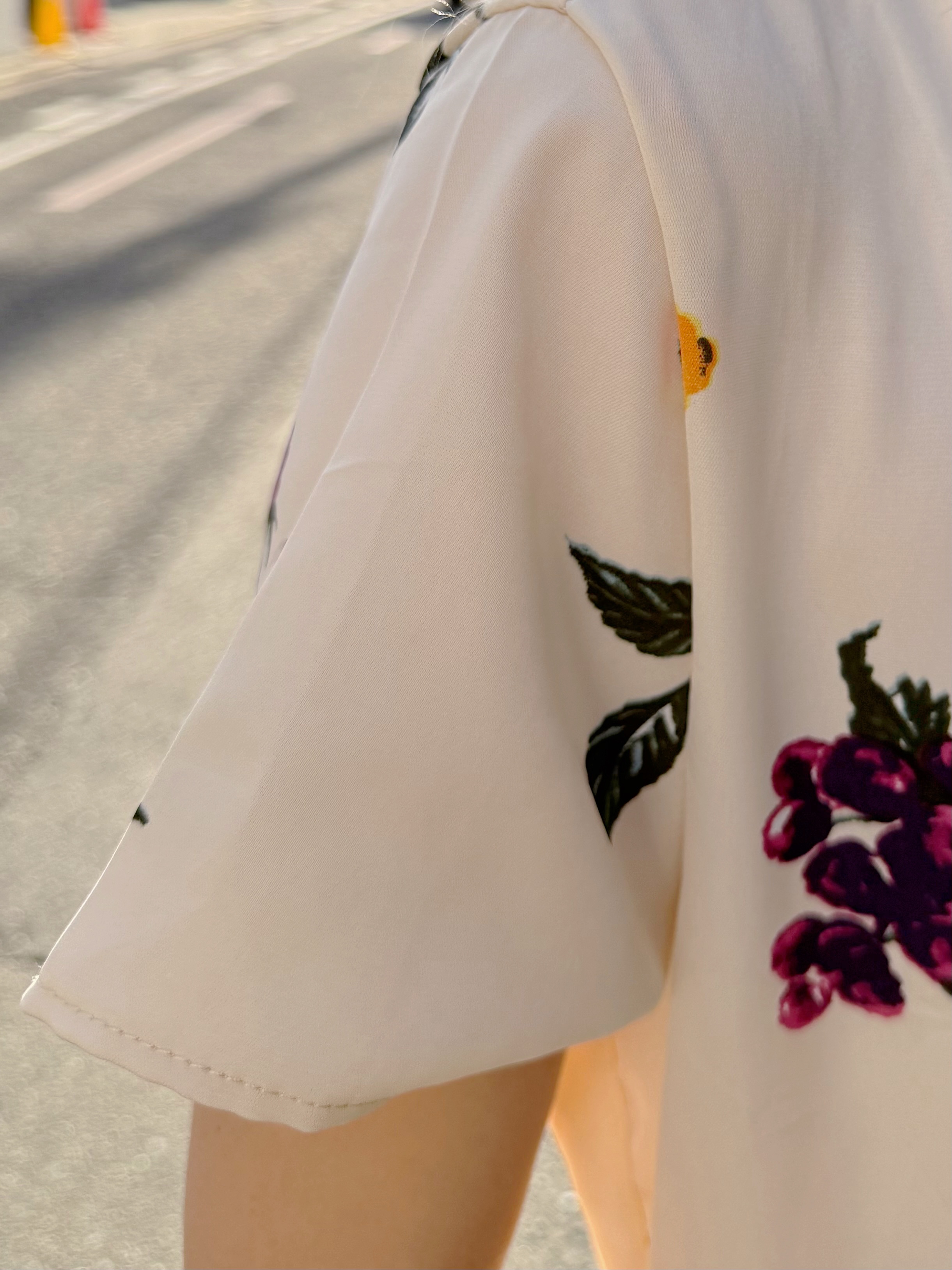 5色•印花圖案腰帶雪紡連身裙