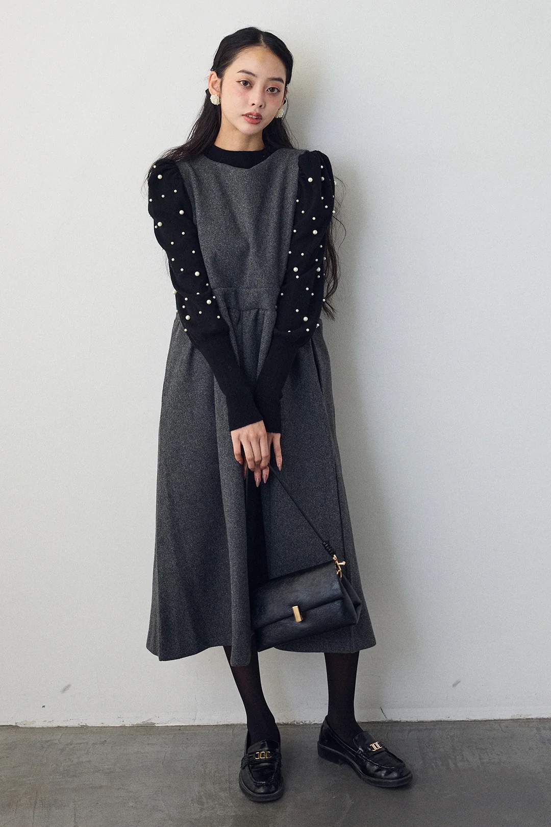 2Way前後蝴蝶結薄絨連身裙